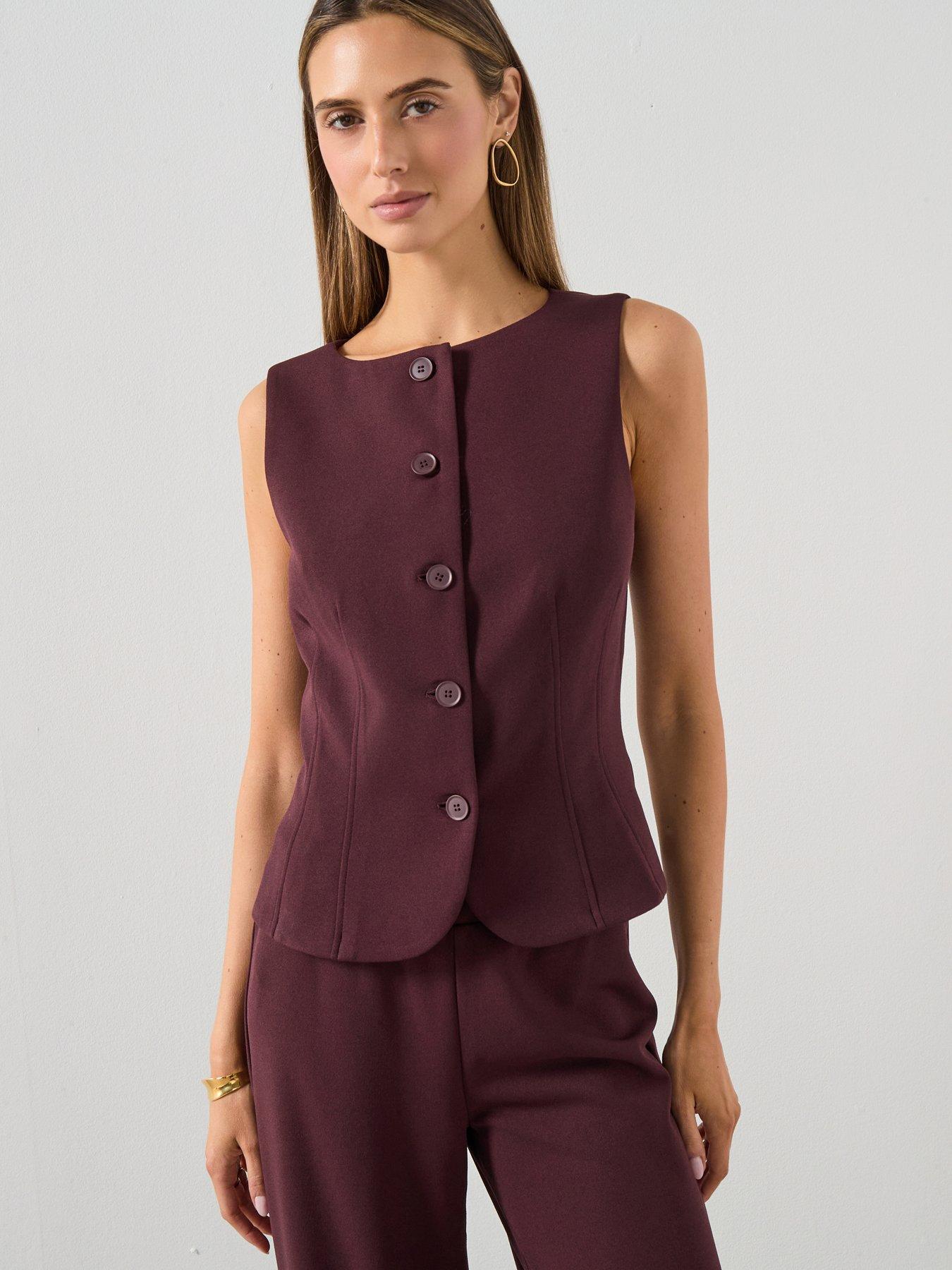  image of mango-suit-waistcoat-with-buttons-red