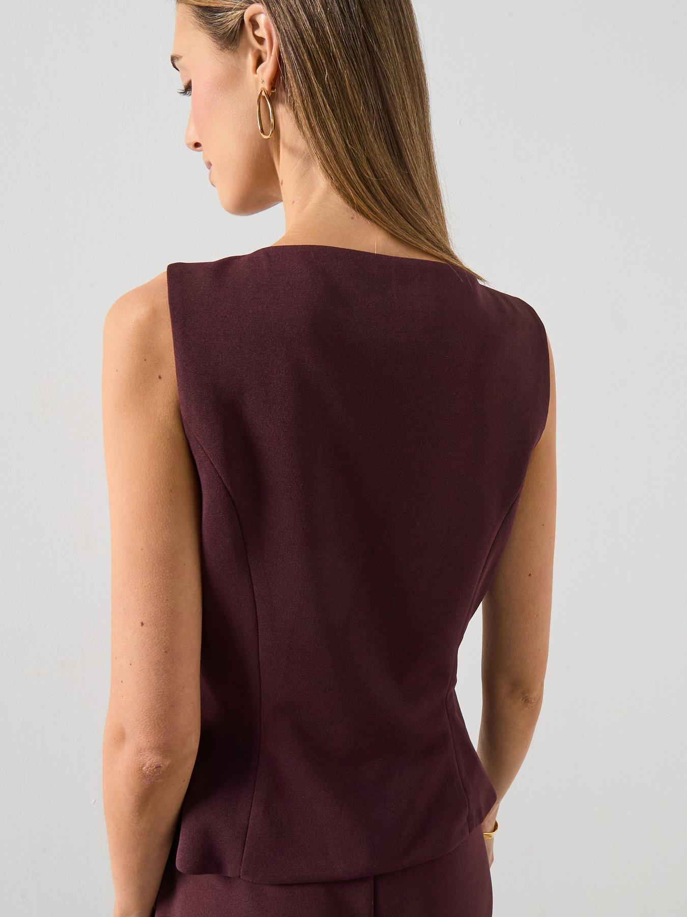  image of mango-suit-waistcoat-with-buttons-red