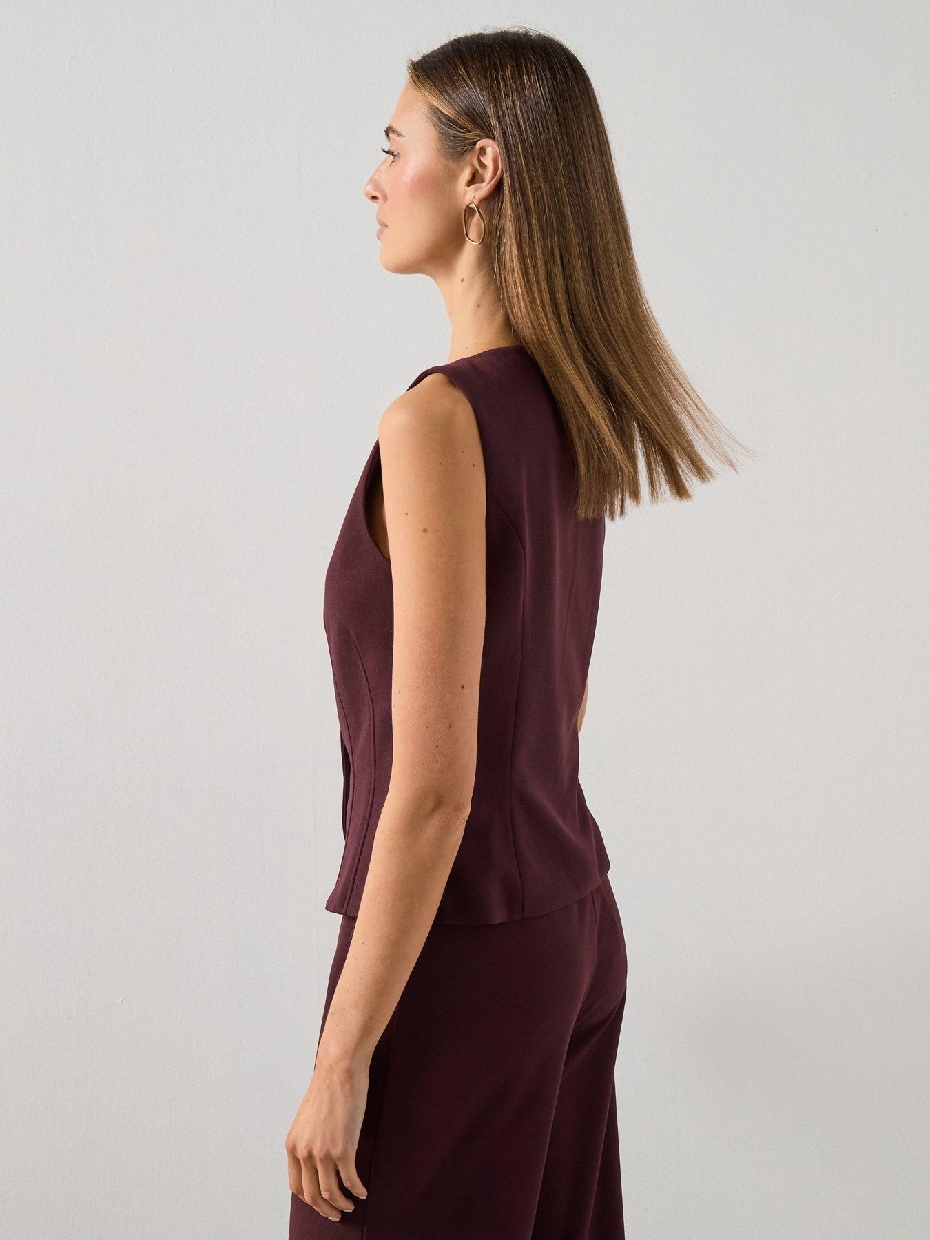  image of mango-suit-waistcoat-with-buttons-red