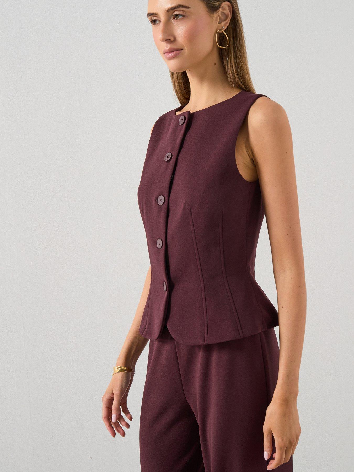  image of mango-suit-waistcoat-with-buttons-red