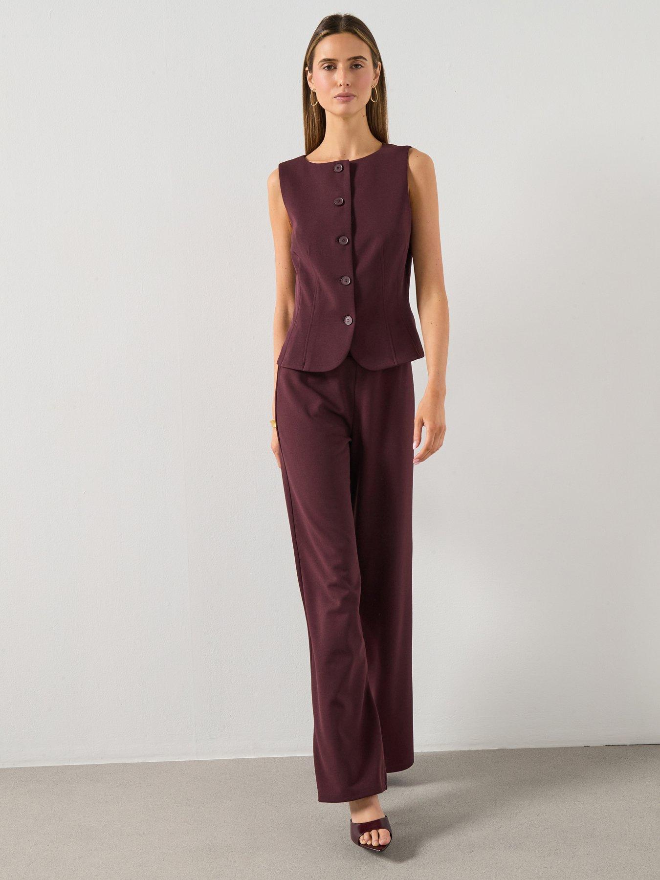  image of mango-suit-waistcoat-with-buttons-red