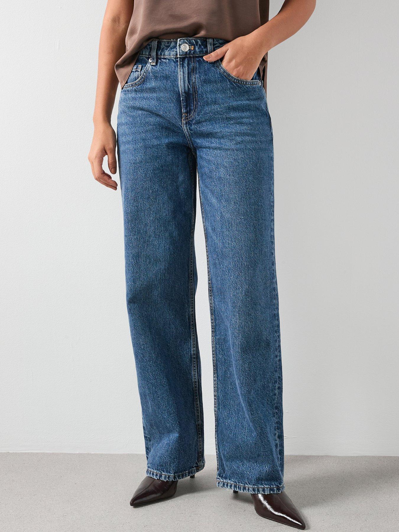  image of mango-straight-low-waist-jeans-blue