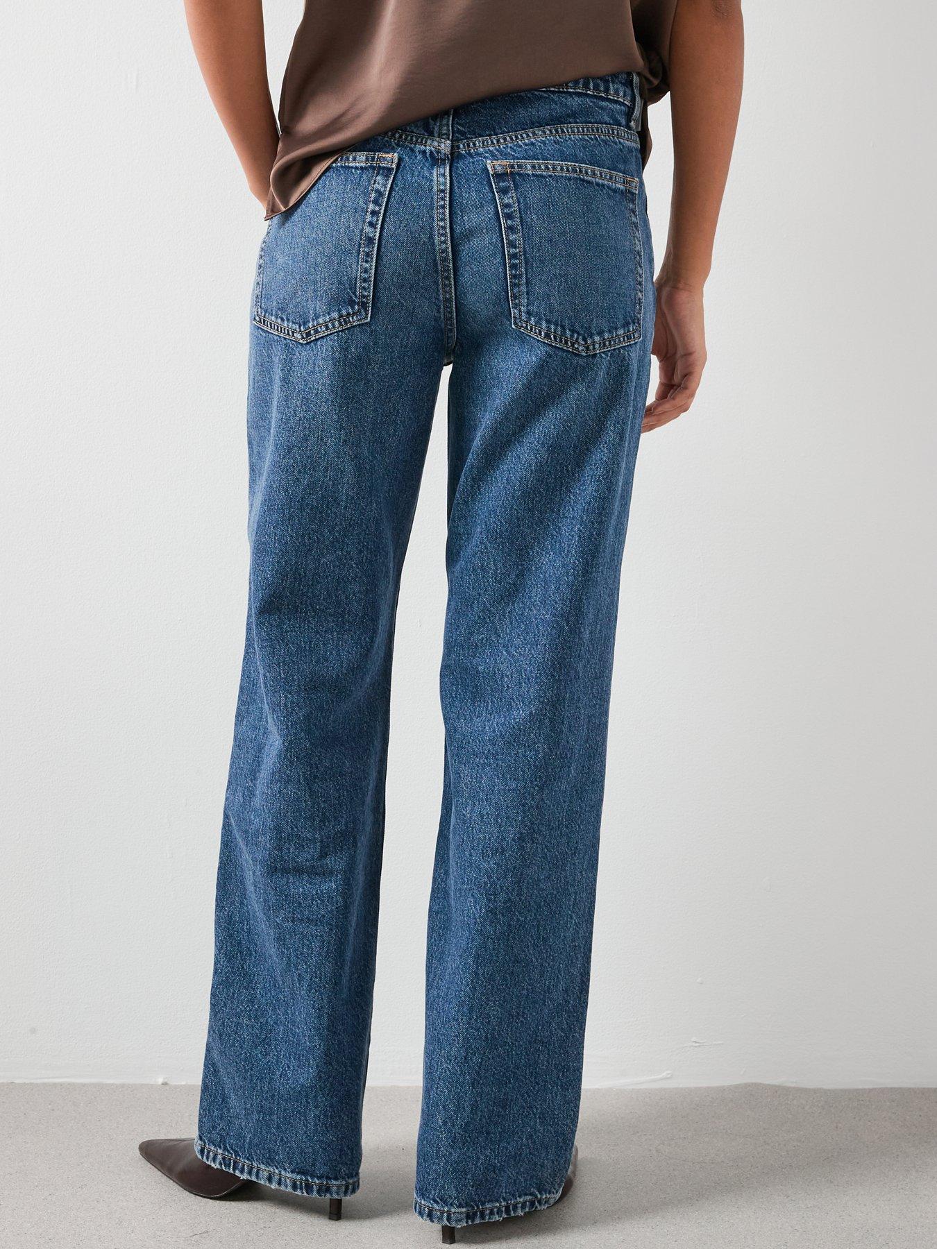 image of mango-straight-low-waist-jeans-blue