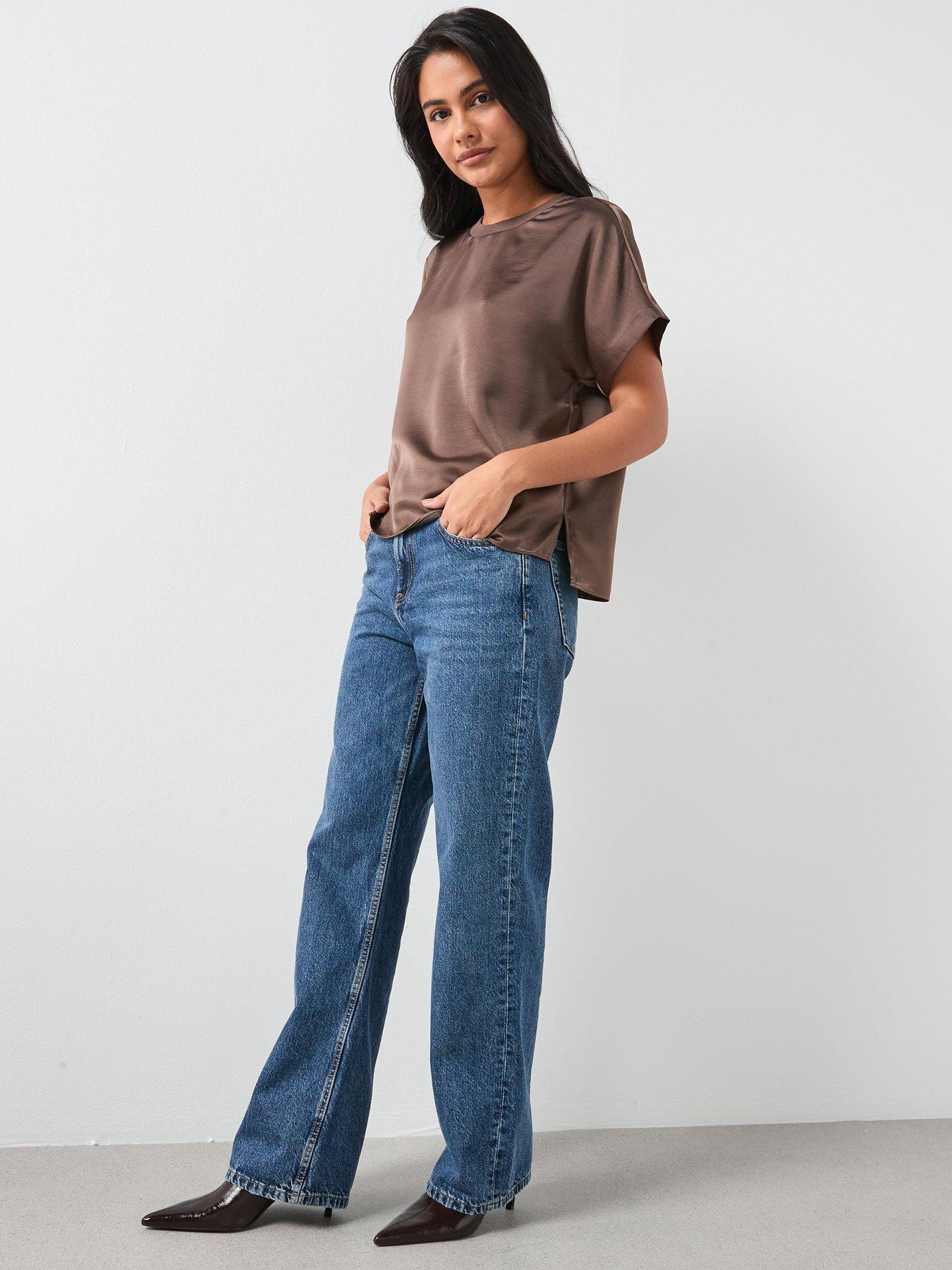  image of mango-straight-low-waist-jeans-blue