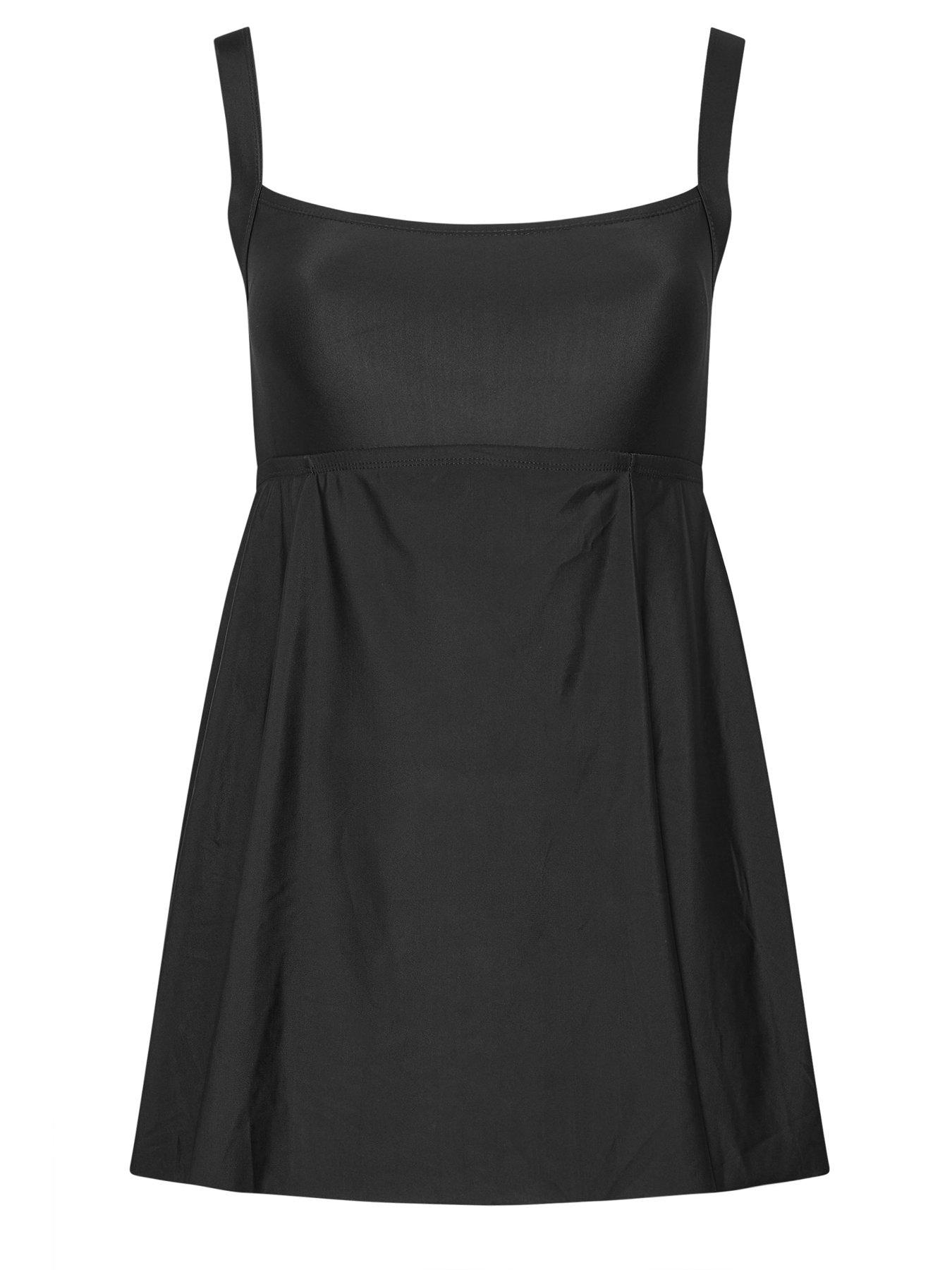 Image 5 of 6 of Yours Curve Square Neck Core Swim Dress - Black