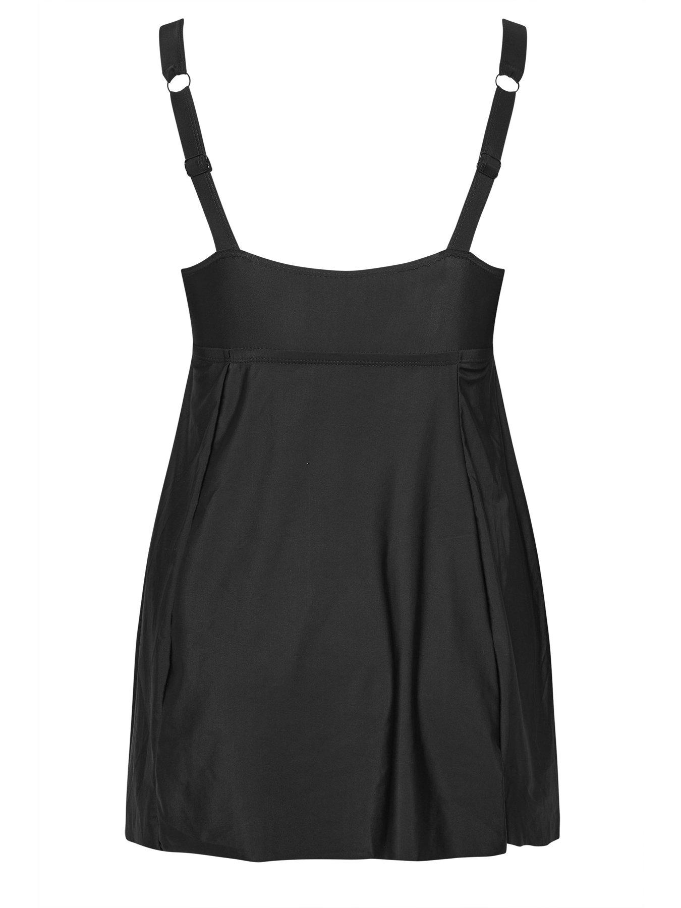 Image 6 of 6 of Yours Curve Square Neck Core Swim Dress - Black