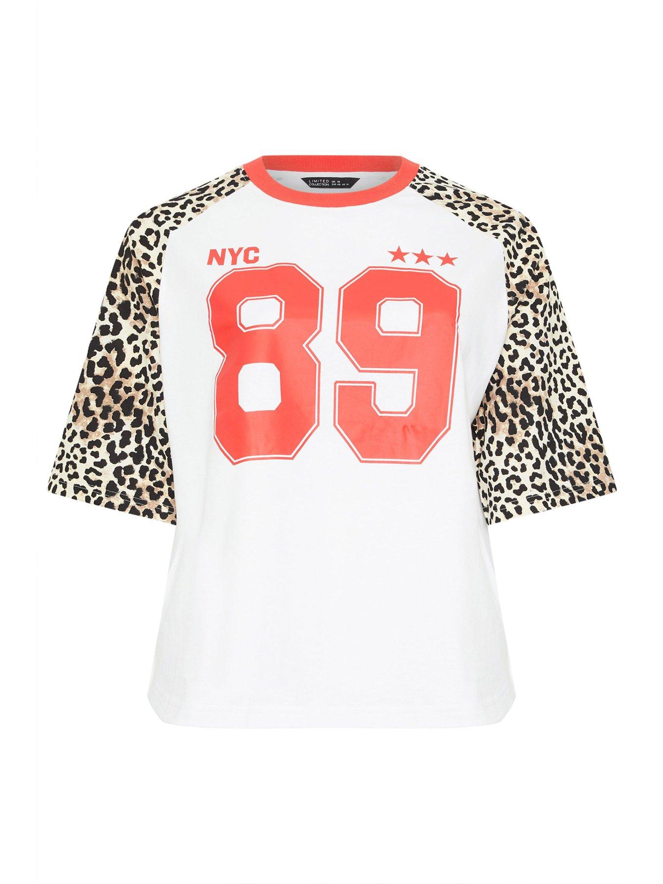 Image 5 of 5 of Yours Curve '89 Sport Leopard Print Raglan Top