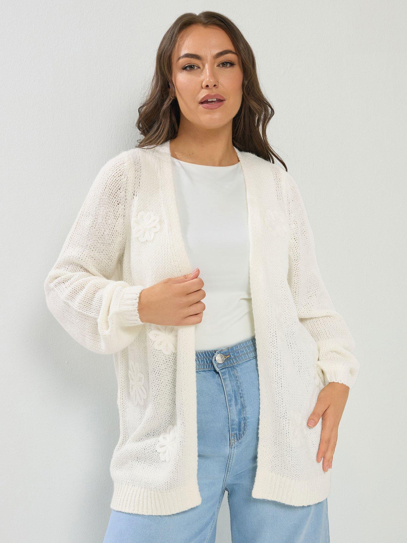 Yours Curve Lofty Yarn Applique Flower Cardigan