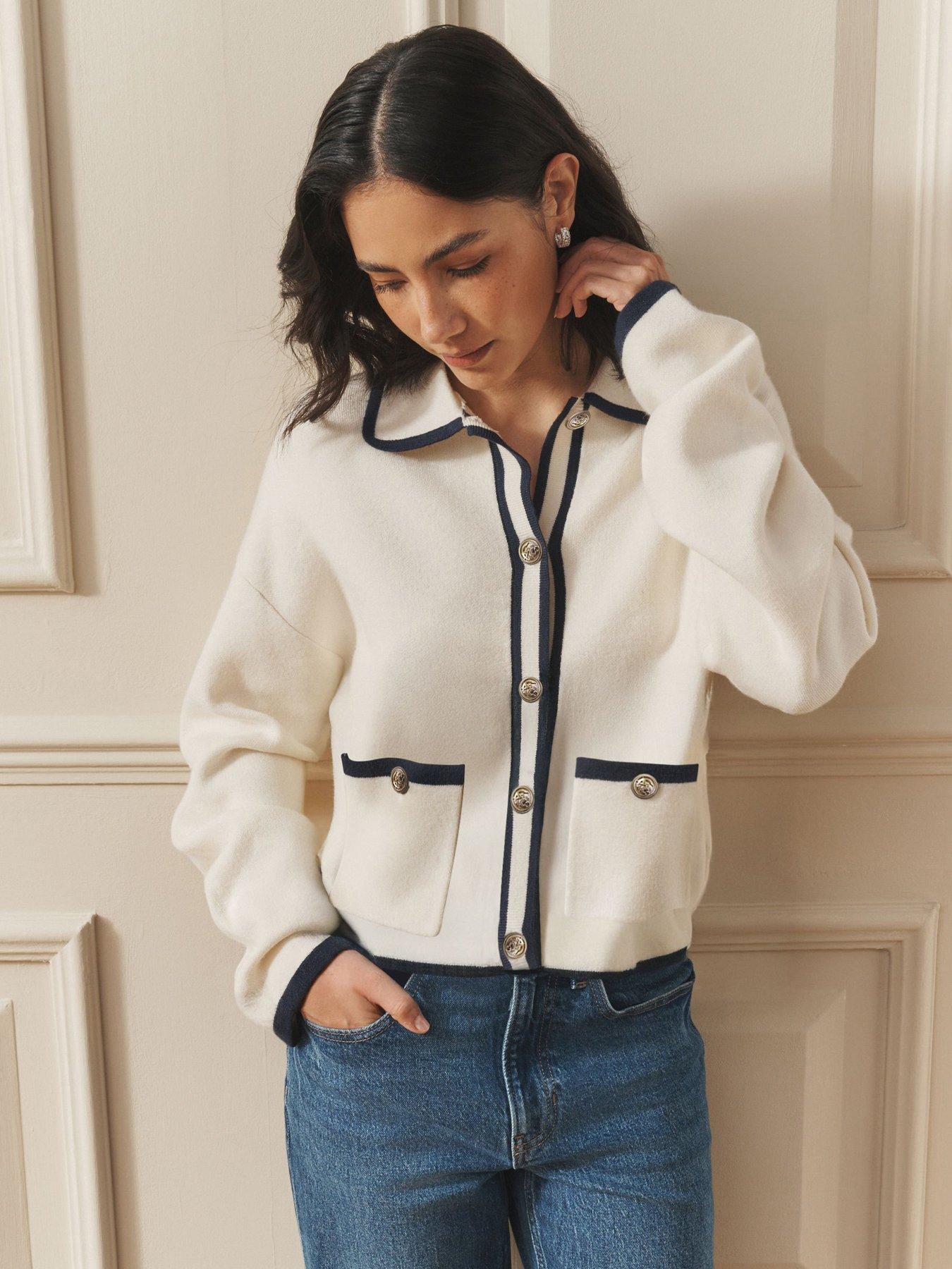 Laura Ashley Nautical Button Through Cardigan - Cream