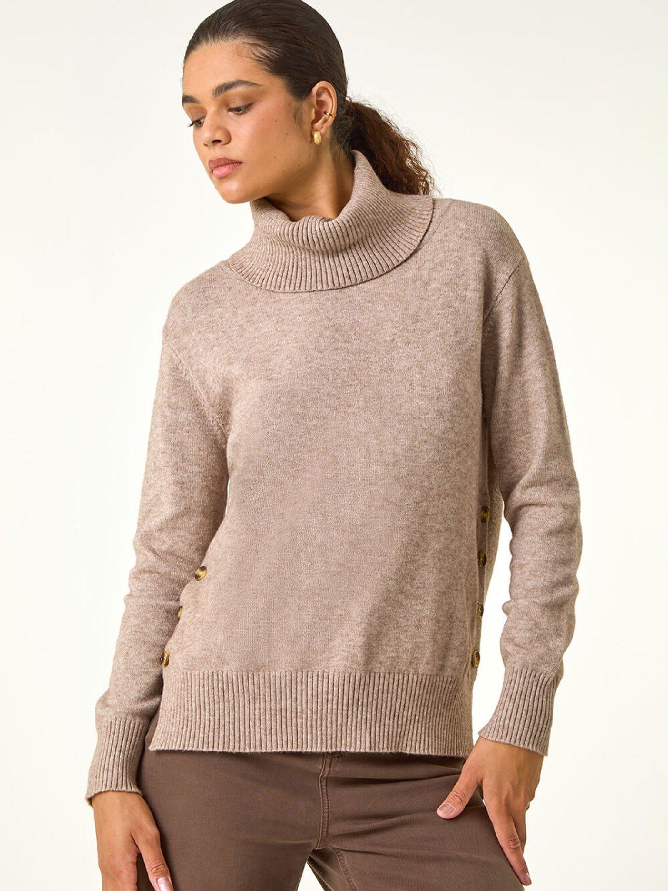 Roman Soft Roll Neck Knit Jumper - Beige