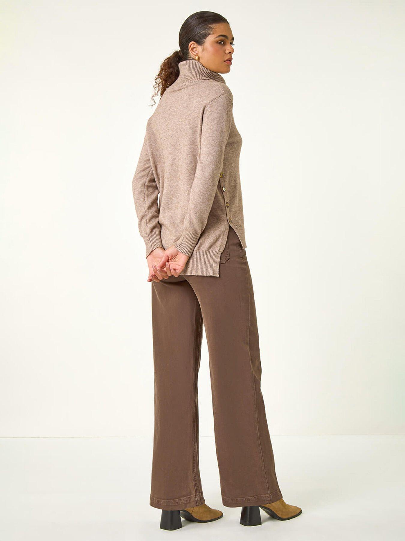  image of roman-soft-roll-neck-knit-jumper-beige