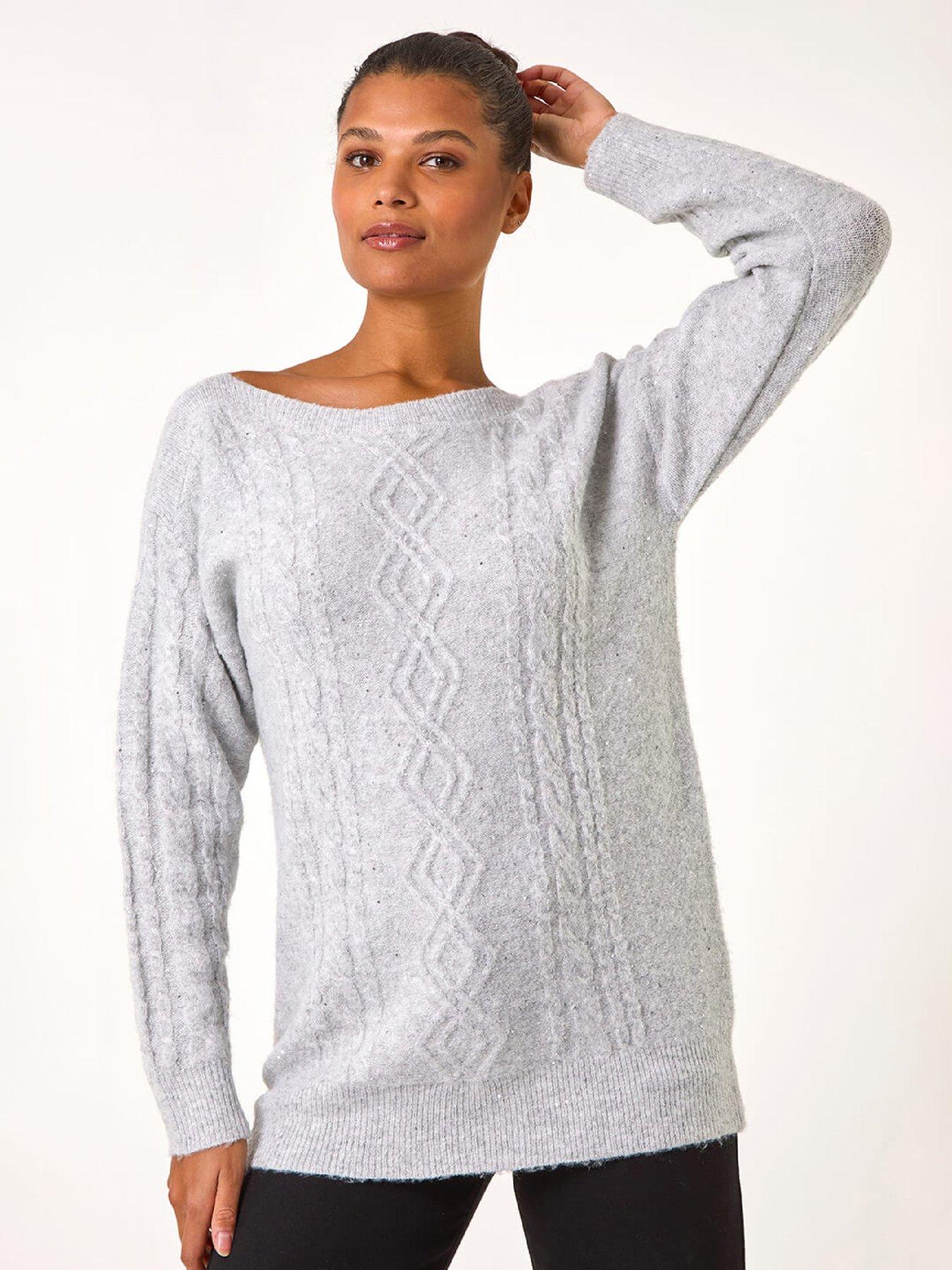 Roman Sparkly Cable Knit Jumper - Grey