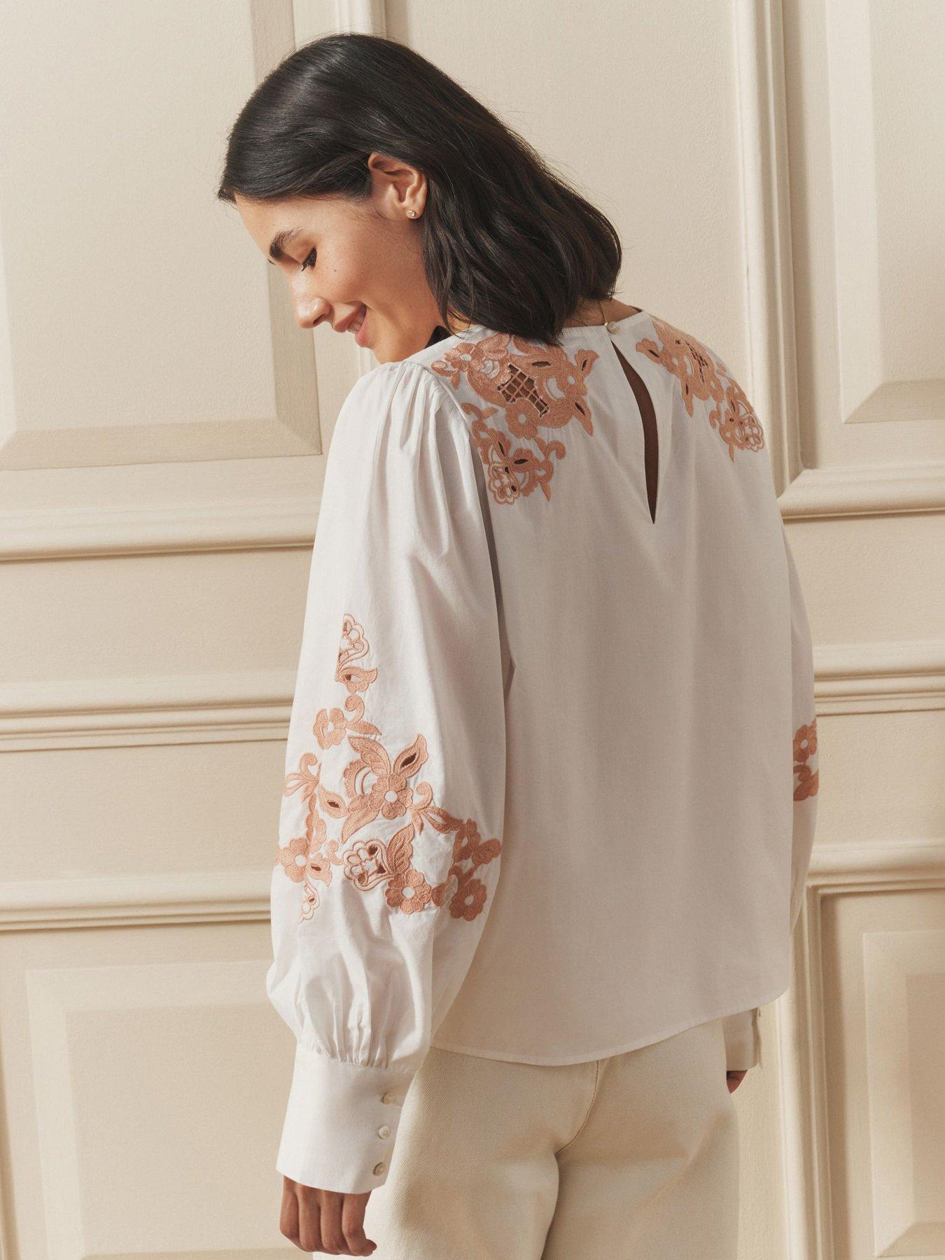 Image 2 of 7 of Laura Ashley Cot Poplin Embrod Blouse