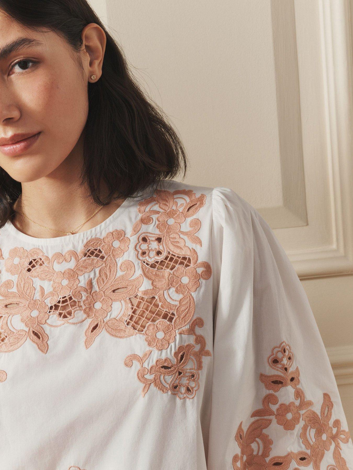 Image 4 of 7 of Laura Ashley Cot Poplin Embrod Blouse
