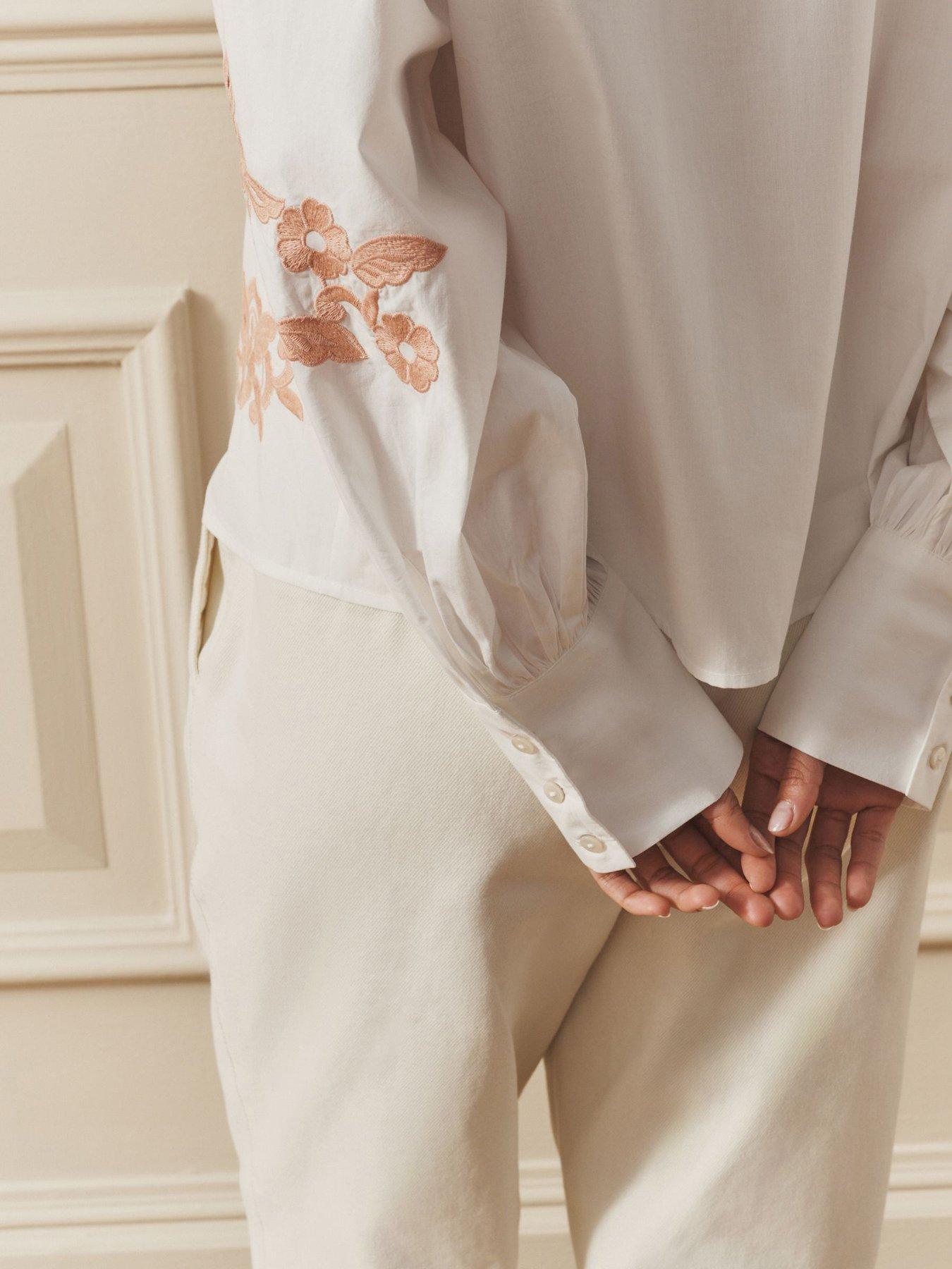 Image 5 of 7 of Laura Ashley Cot Poplin Embrod Blouse