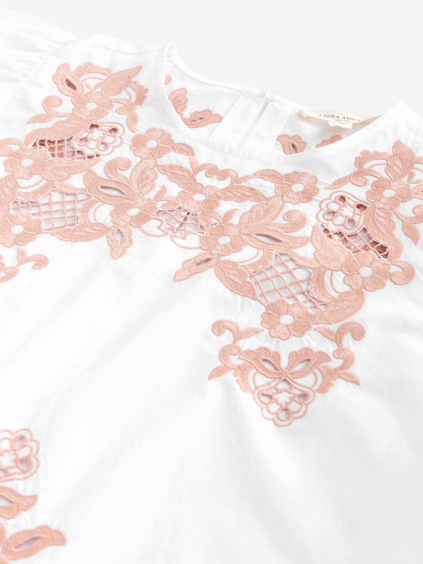 Image 6 of 7 of Laura Ashley Cot Poplin Embrod Blouse
