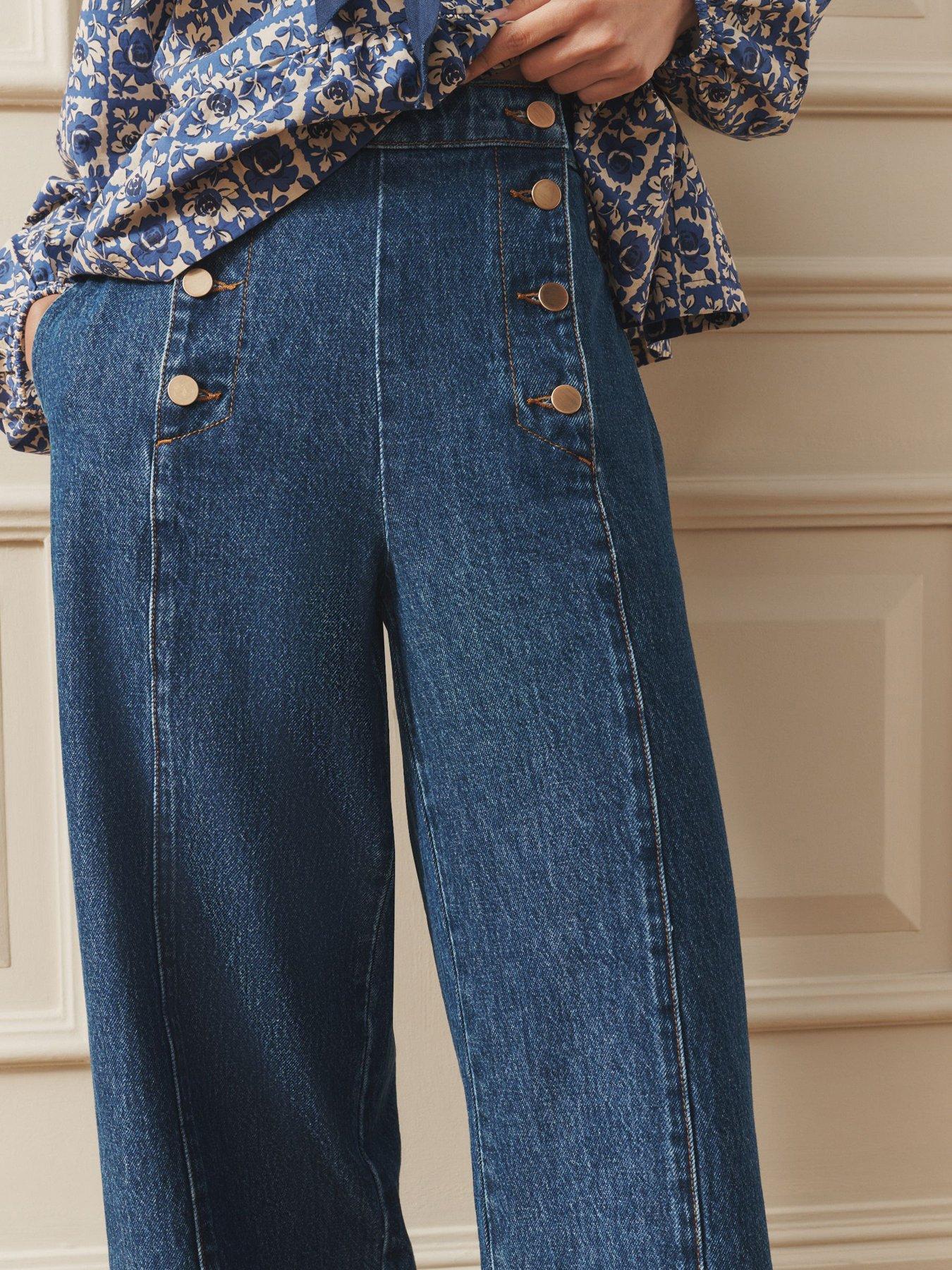  image of laura-ashley-button-up-front-jeans