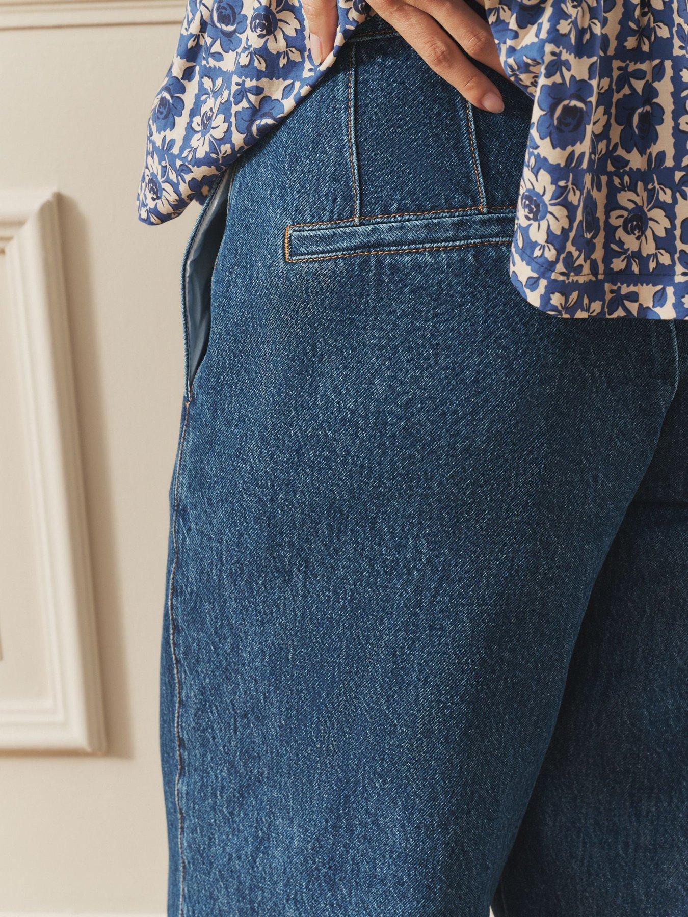 Image 4 of 7 of Laura Ashley Button Up Front Jeans - Navy