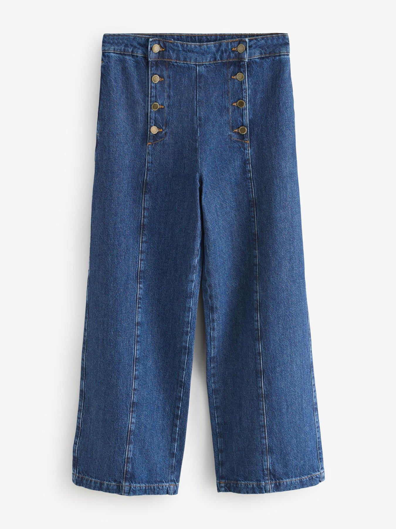  image of laura-ashley-button-up-front-jeans
