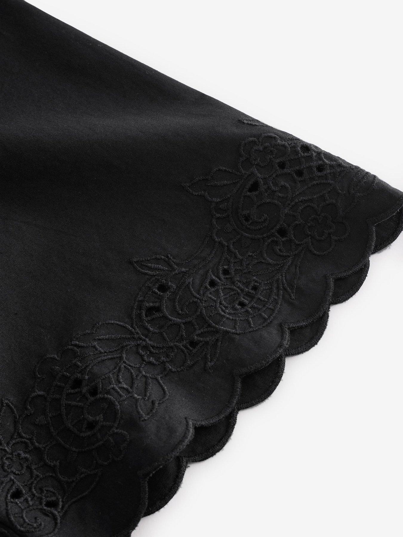 Image 5 of 7 of Laura Ashley Broderie Cotton Midi Dress - Black