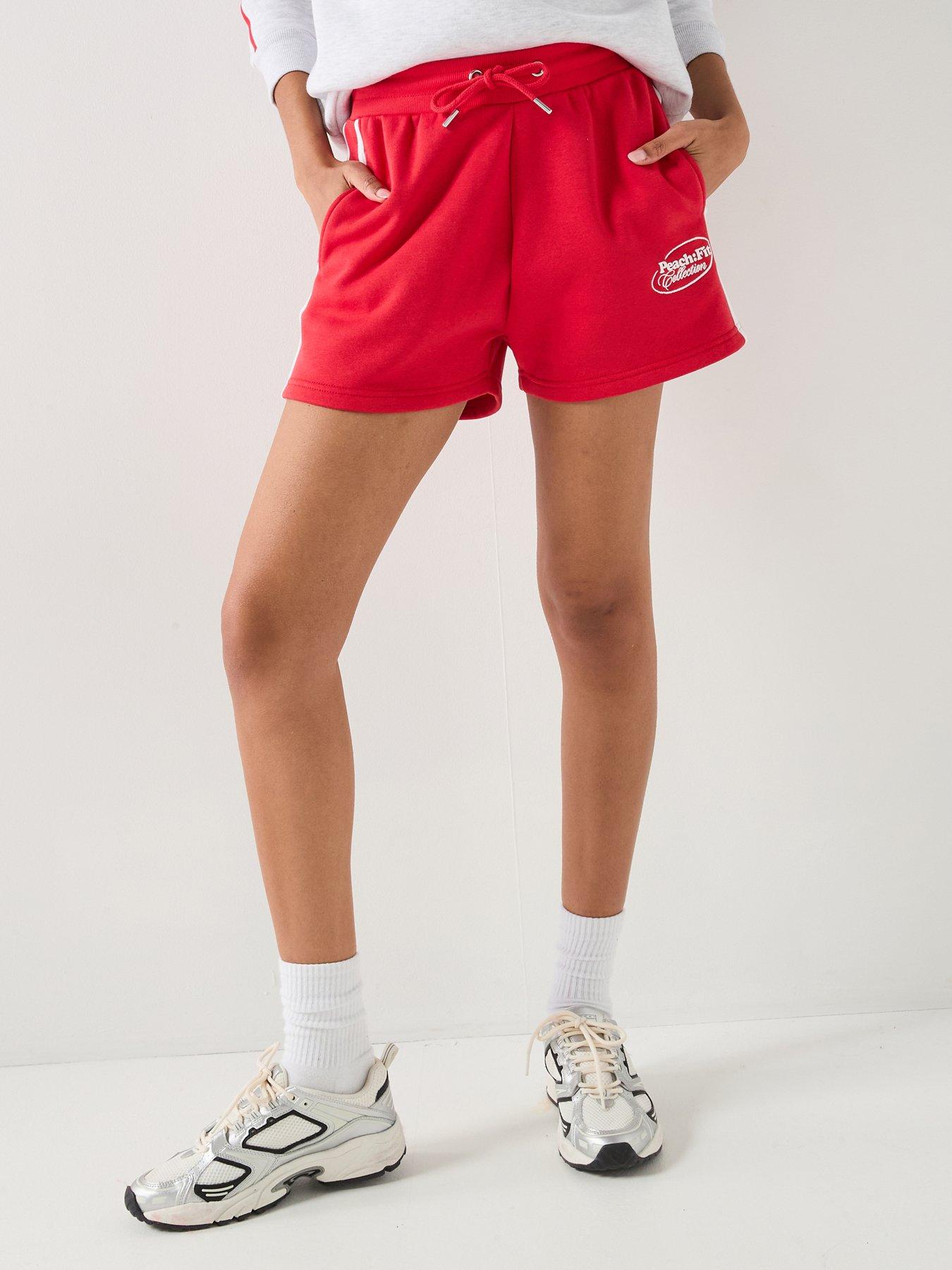 Image 1 of 5 of Peach Fit Womens Cotton Poly Shorts - Red