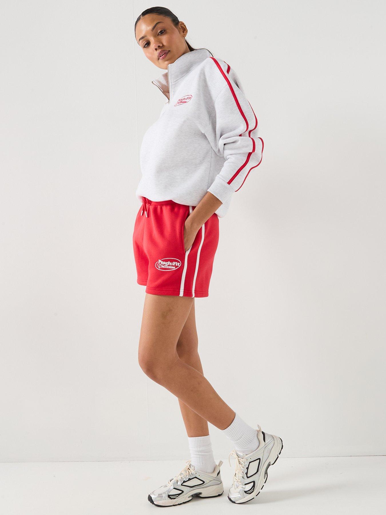 Image 3 of 5 of Peach Fit Womens Cotton Poly Shorts - Red