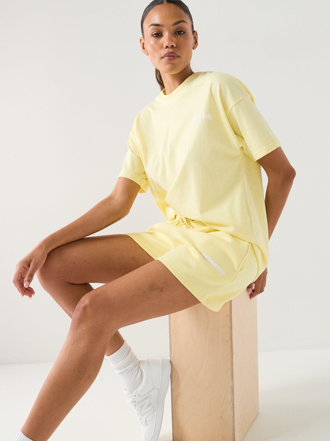  image of peach-fit-womens-cotton-poly-short-yellow