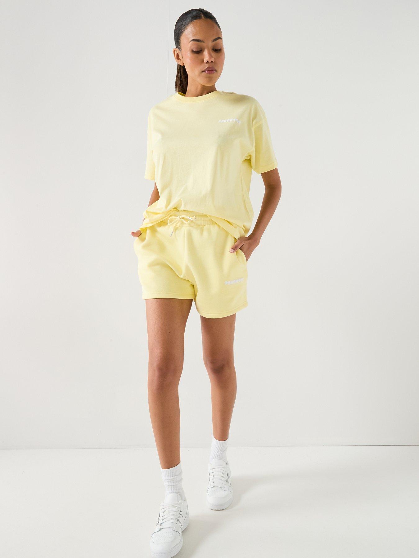  image of peach-fit-womens-cotton-poly-short-yellow