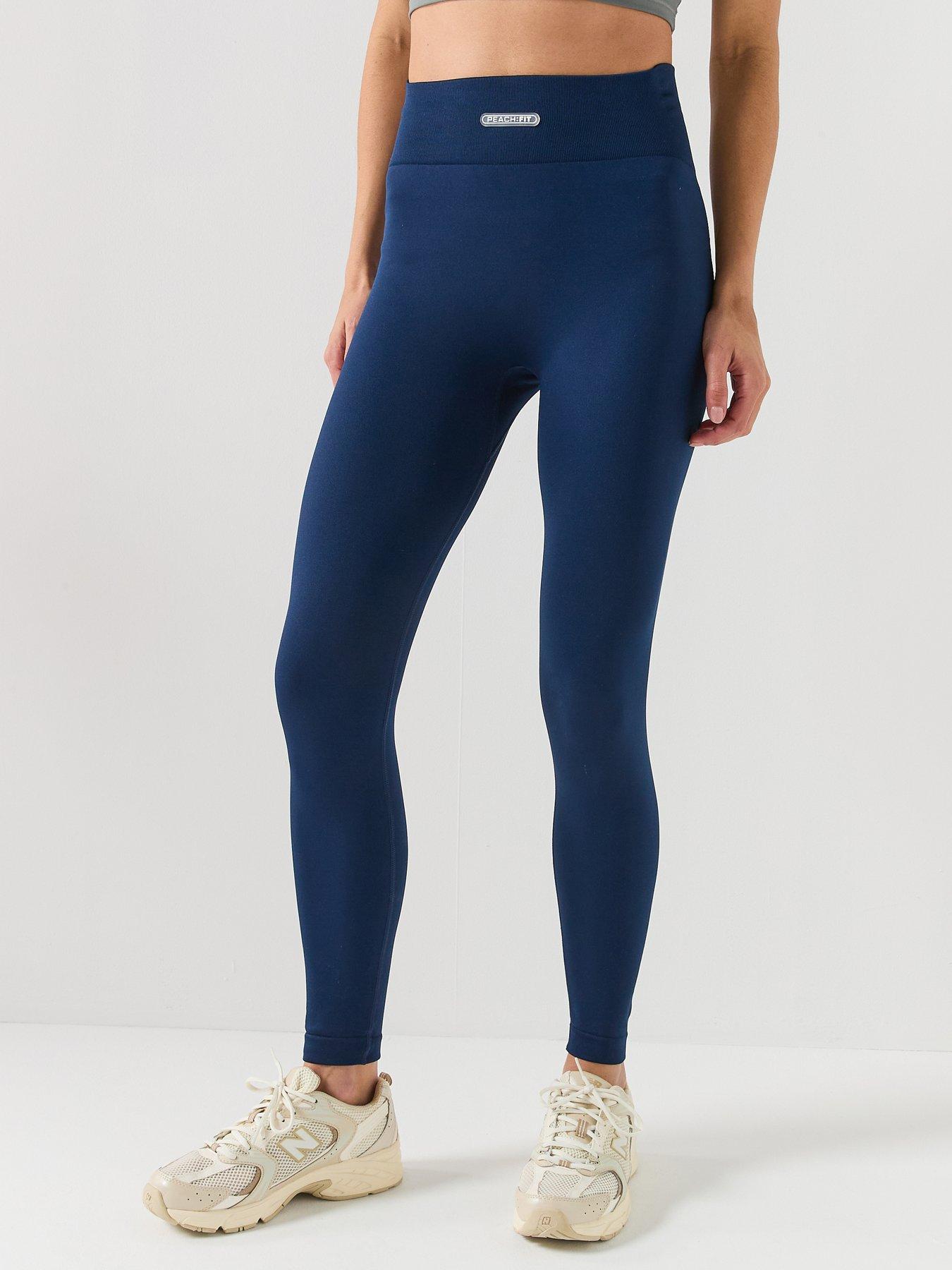 Peach Fit Womens High Waisted Seamless Leggings - Navy