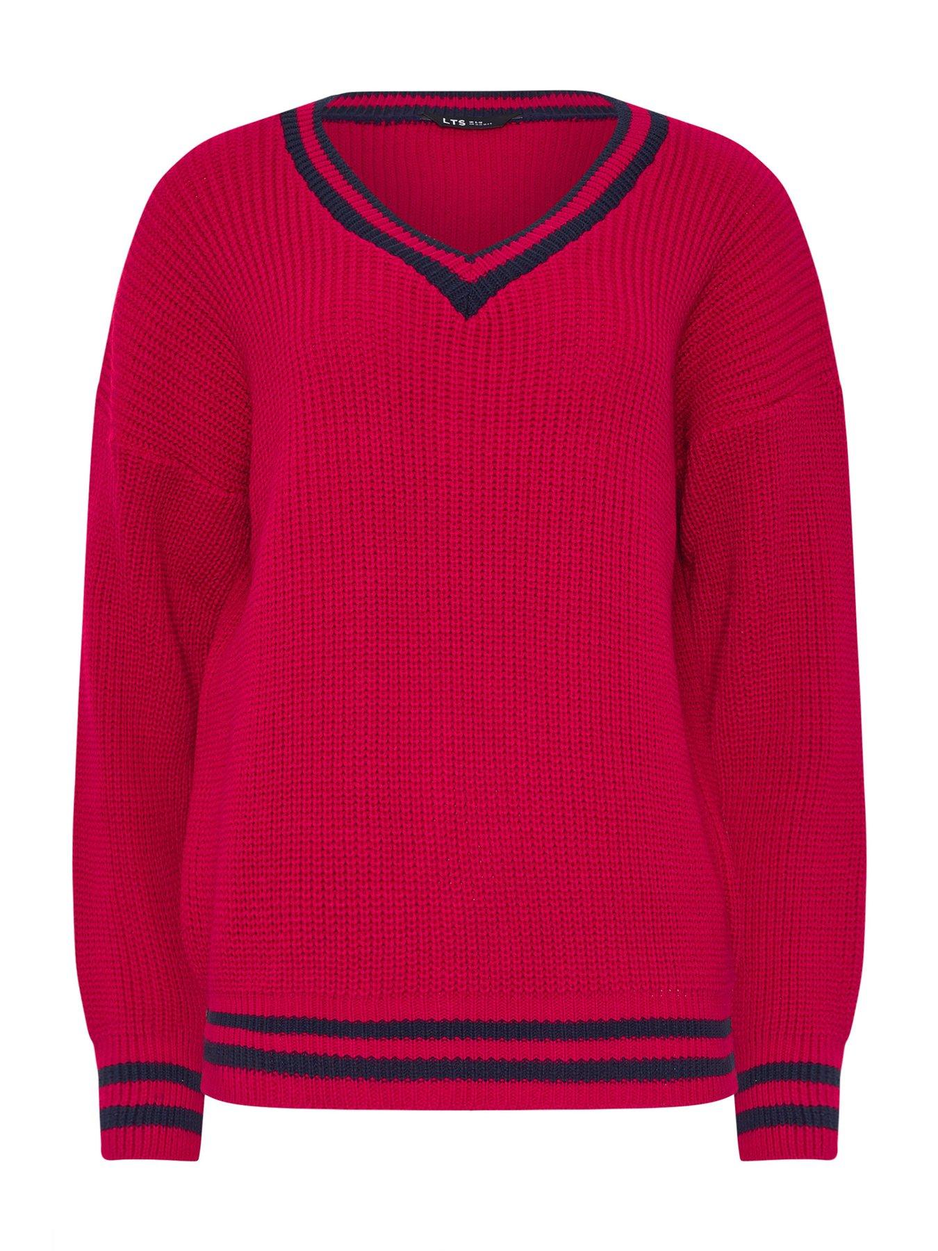 Image 5 of 5 of Long Tall Sally V-Neck Stripe Jumper - Red