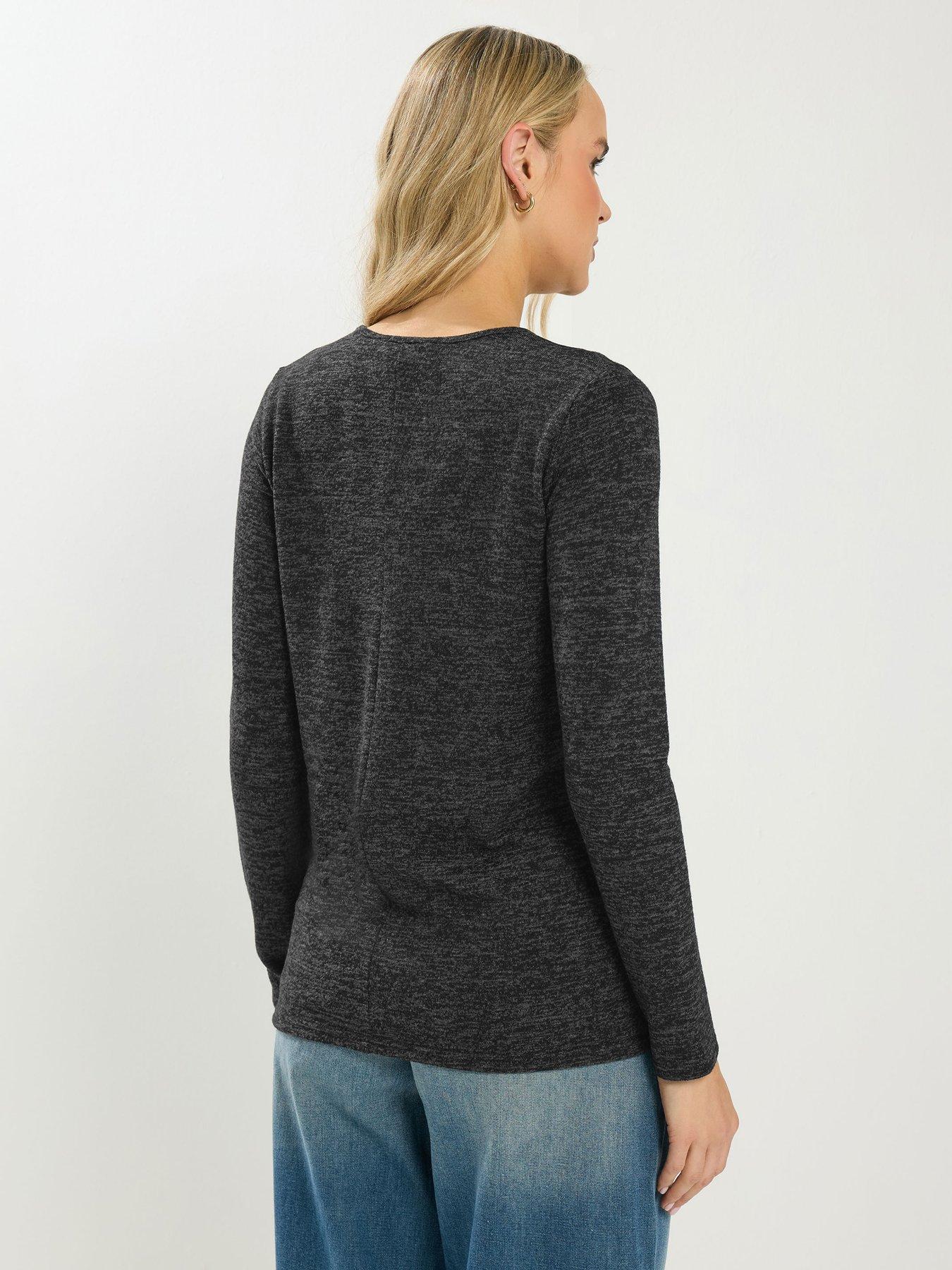 Image 2 of 5 of Long Tall Sally Marl Button Detail Top - Grey