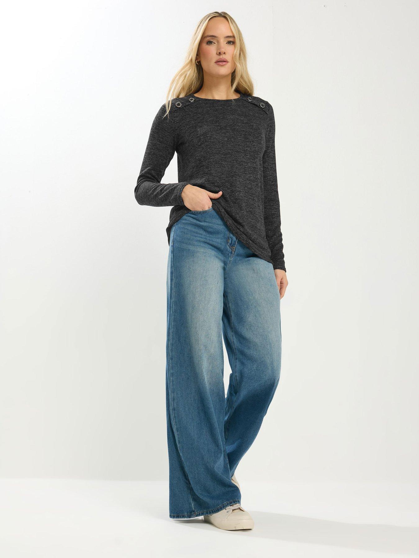 Image 3 of 5 of Long Tall Sally Marl Button Detail Top - Grey