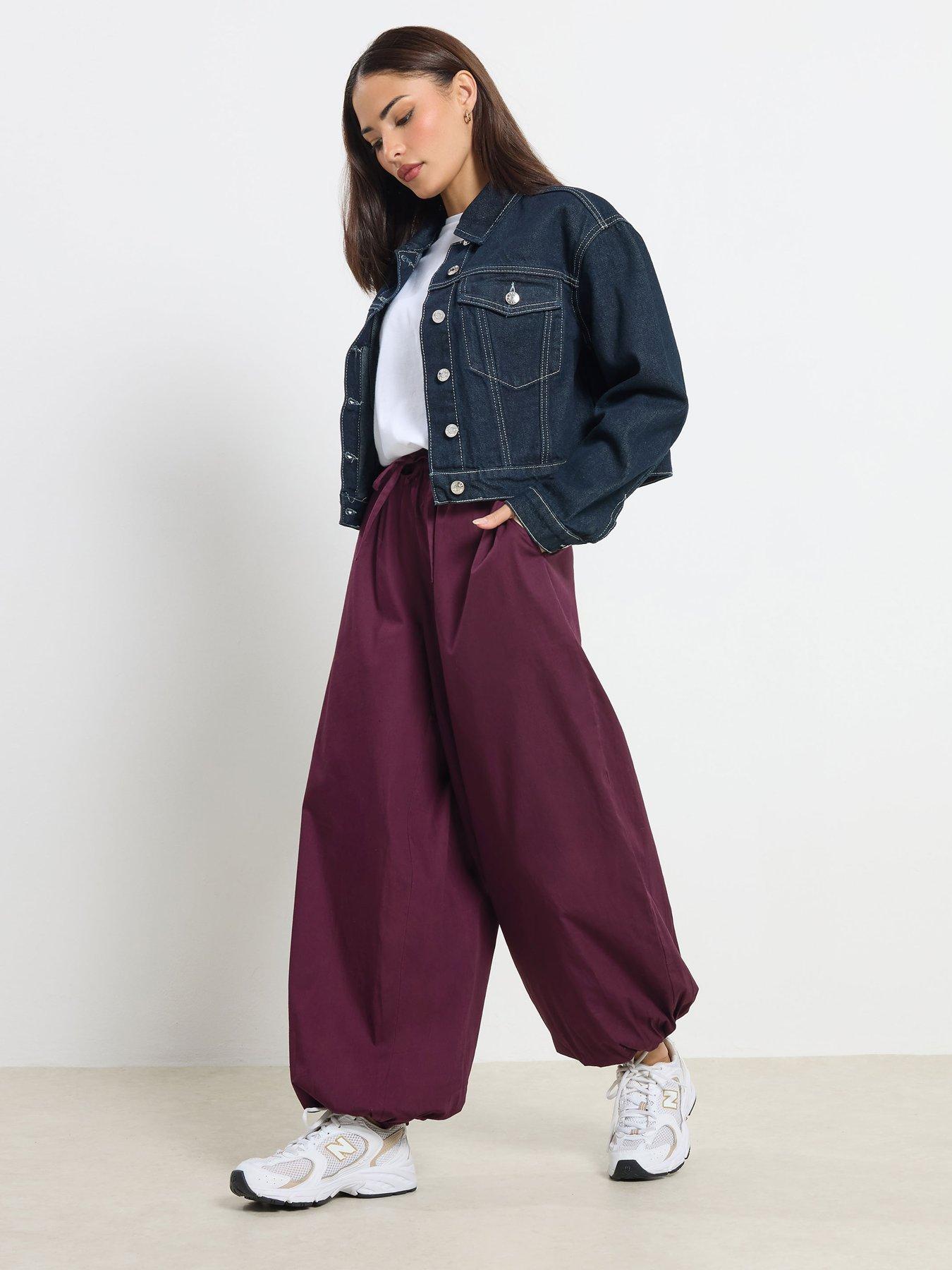 Image 3 of 4 of PixieGirl Petite Poplin Cuffed Balloon Trousers