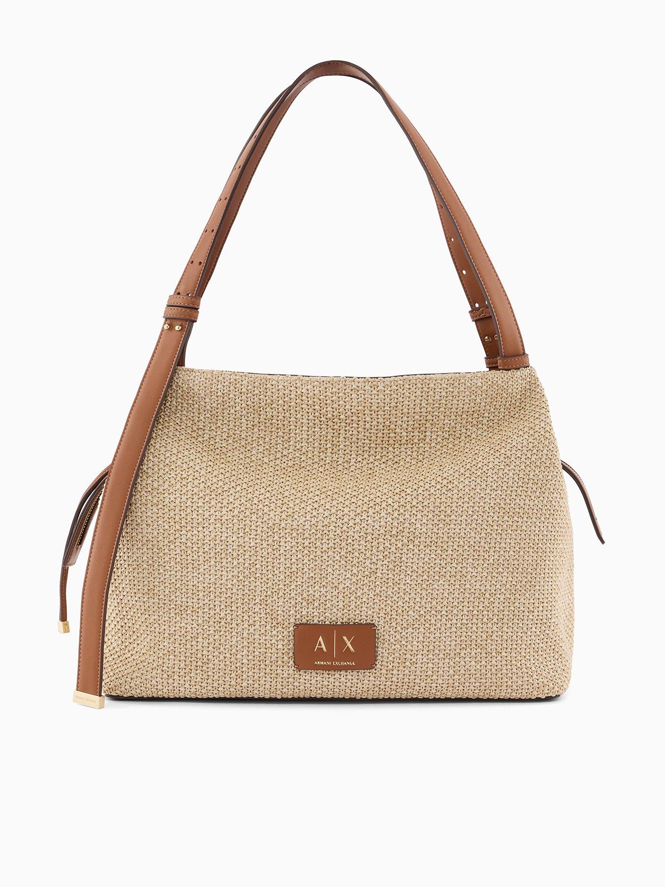  image of armani-exchange-alice-raffia-shopping-m-beige