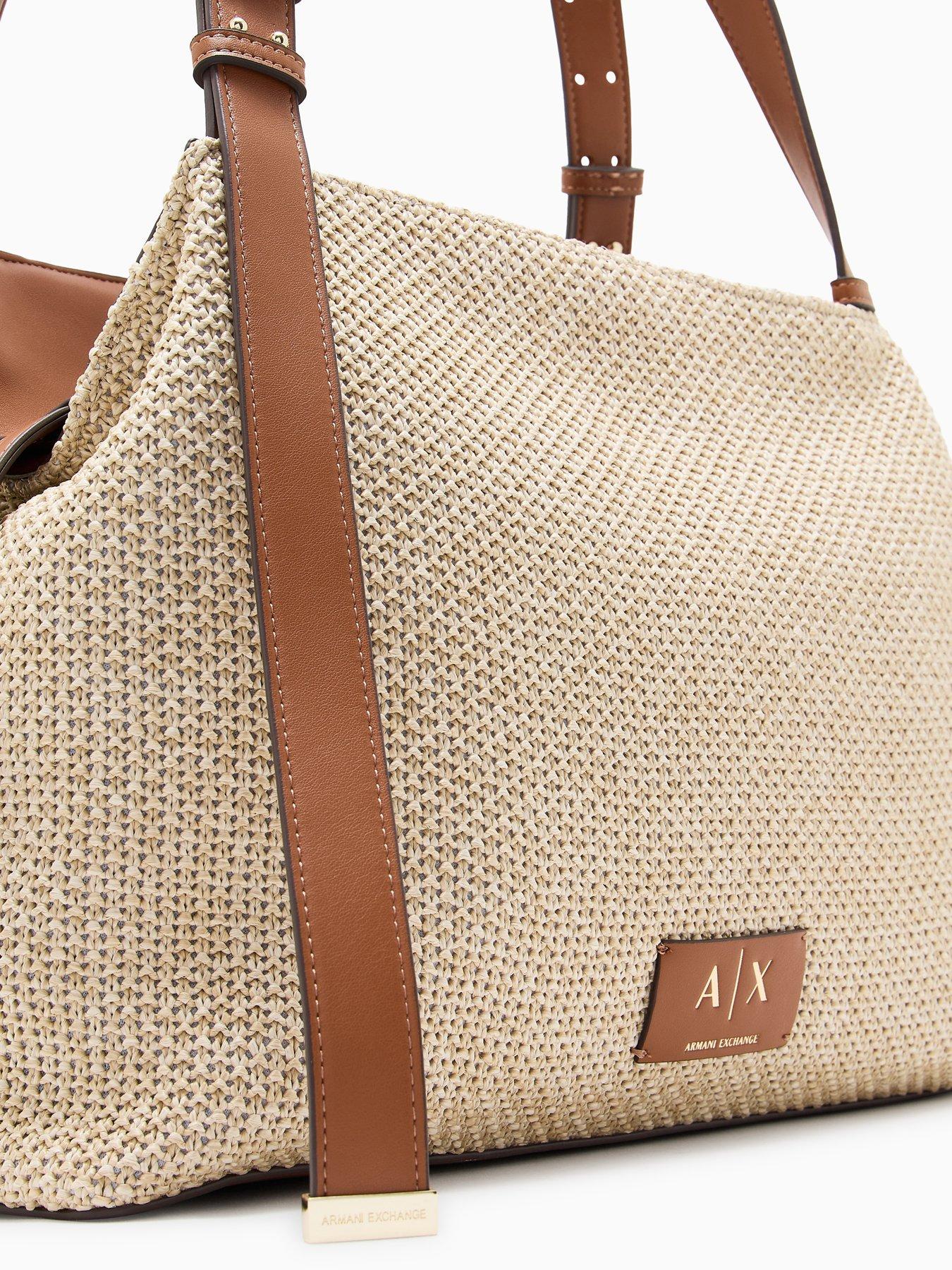  image of armani-exchange-alice-raffia-shopping-m-beige