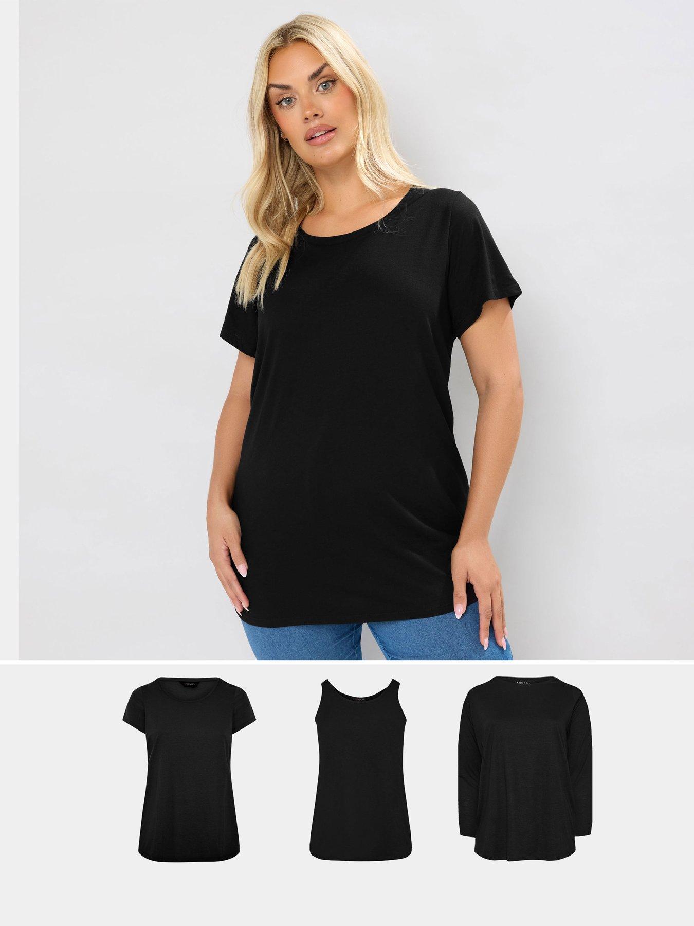 Yours Curve 3 Pack Core Long Sleeve, Short Sleeve  &  Vest Top
