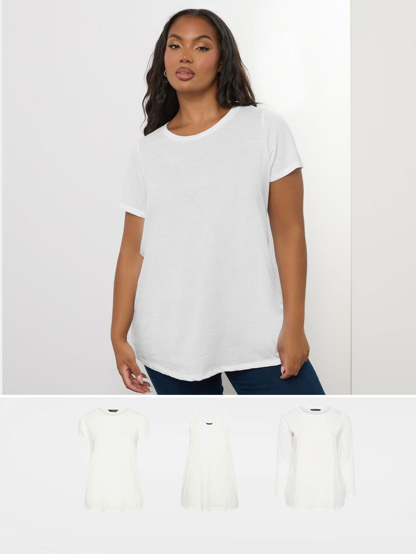 Image 1 of 4 of Yours Curve 3 Pack Core Long Sleeve, Short Sleeve &amp; Vest Top
