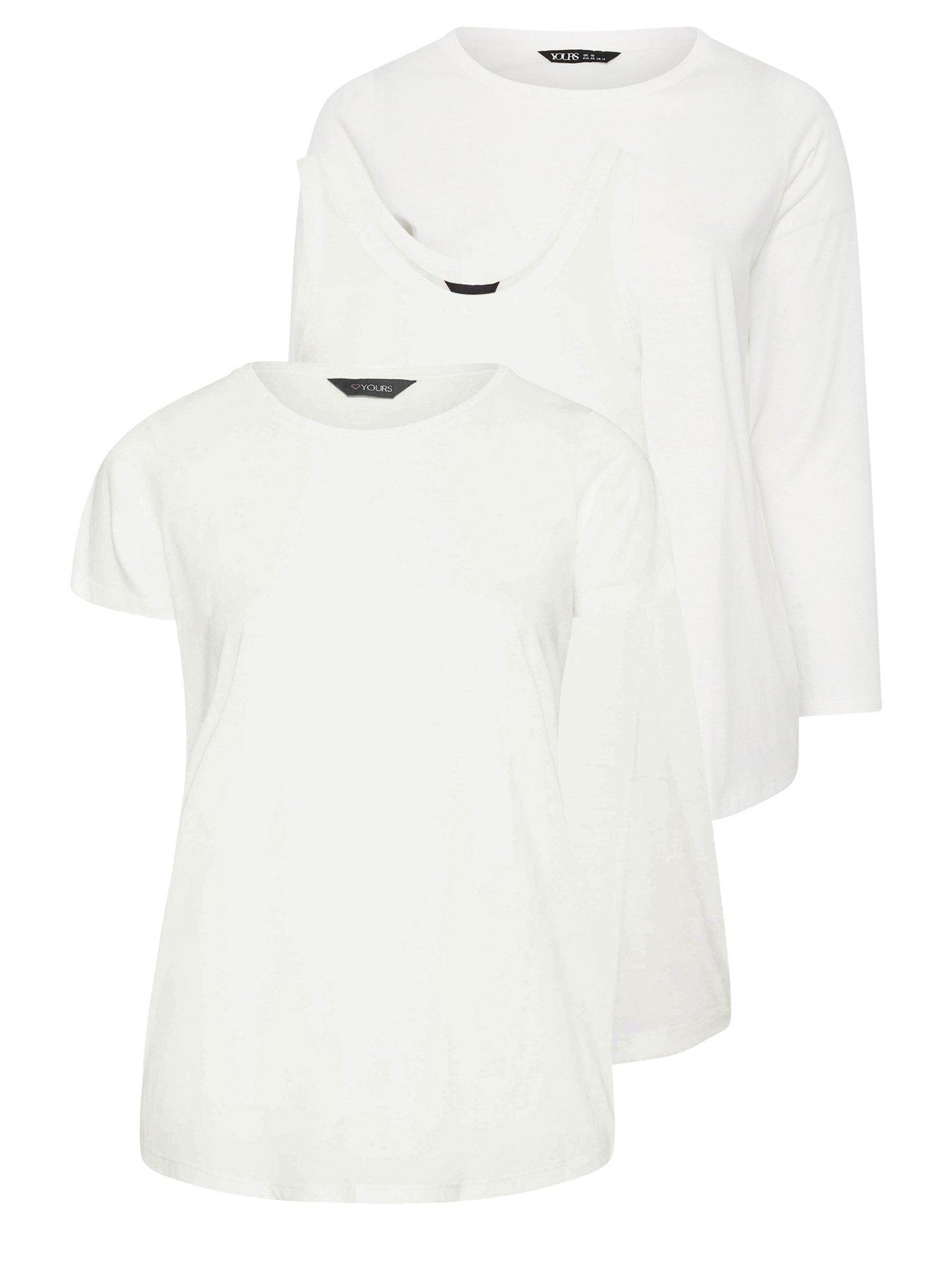 Image 4 of 4 of Yours Curve 3 Pack Core Long Sleeve, Short Sleeve &amp; Vest Top