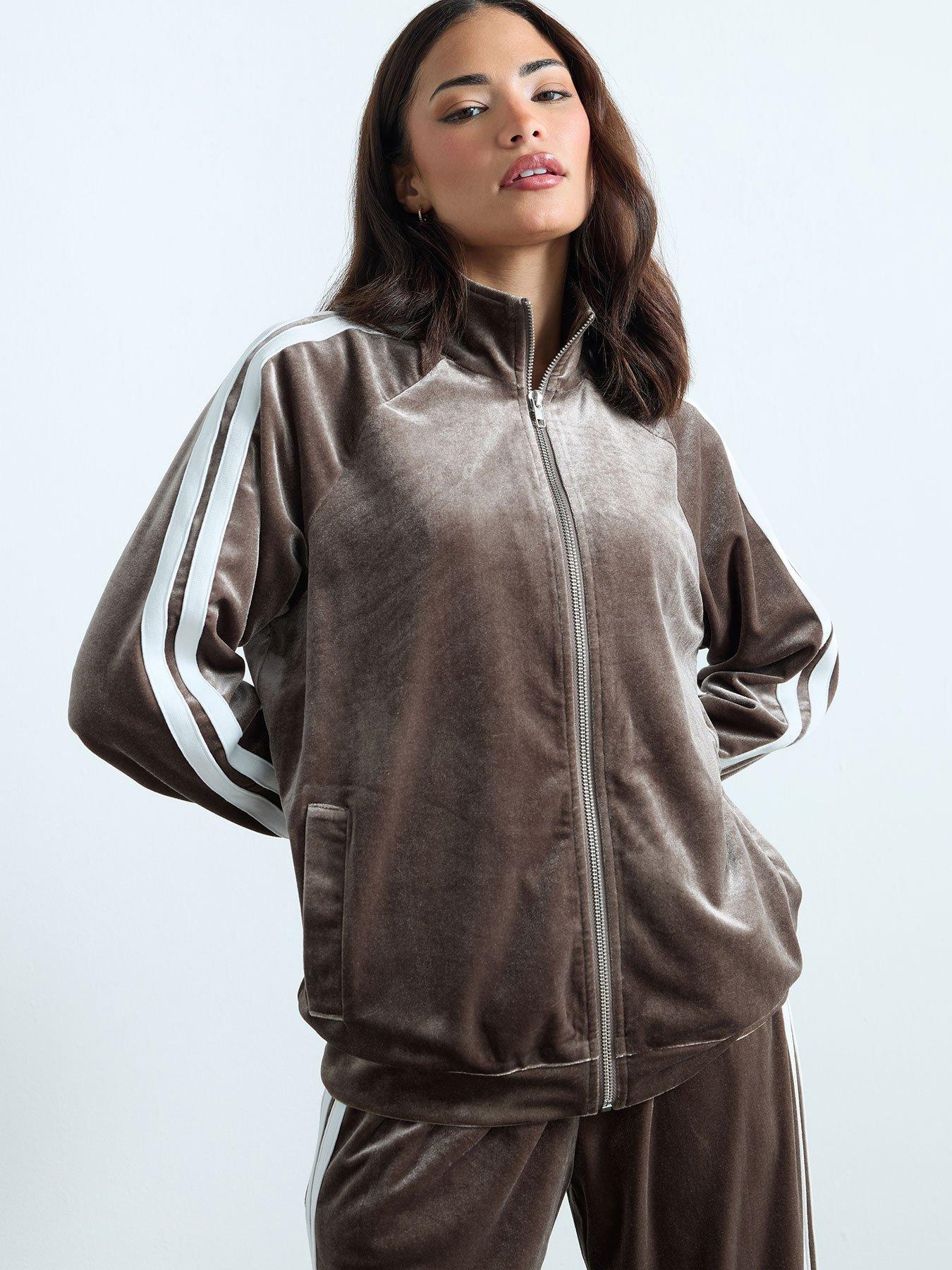PixieGirl Petite Velour Stripe Jacket - Brown