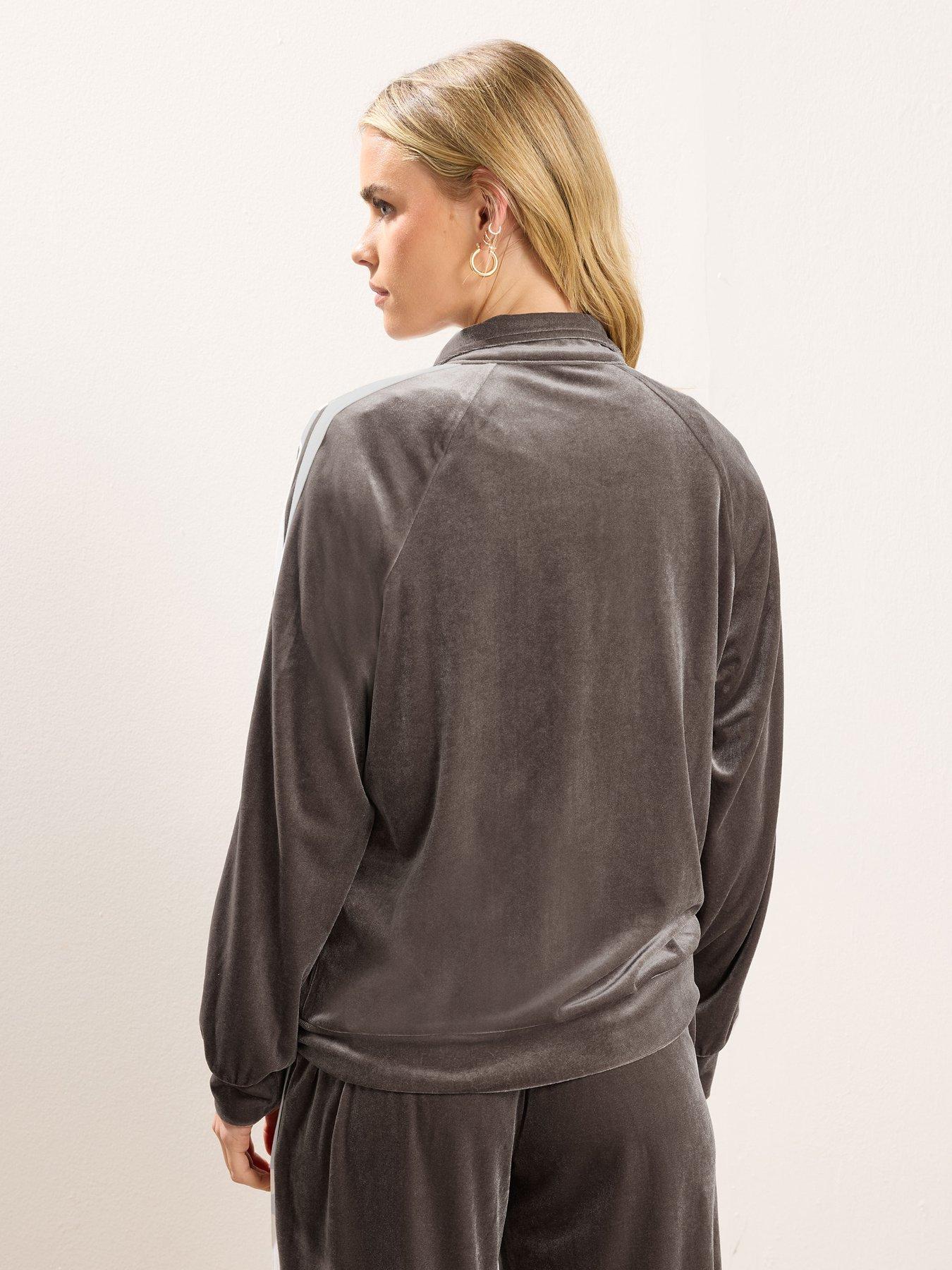 Image 2 of 4 of PixieGirl Petite Velour Stripe Jacket - Brown
