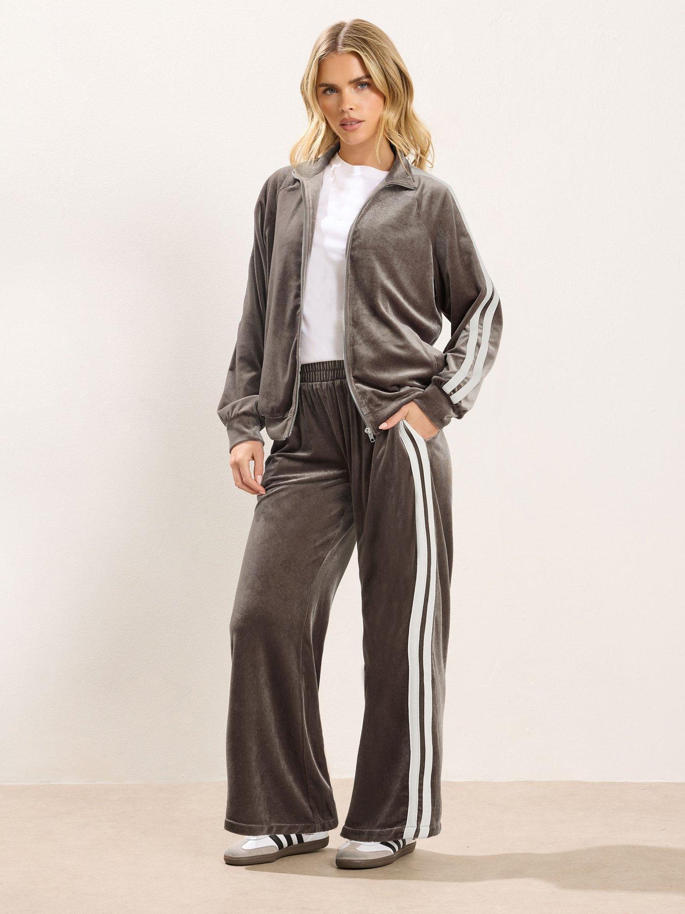 Image 3 of 4 of PixieGirl Petite Velour Stripe Jacket - Brown