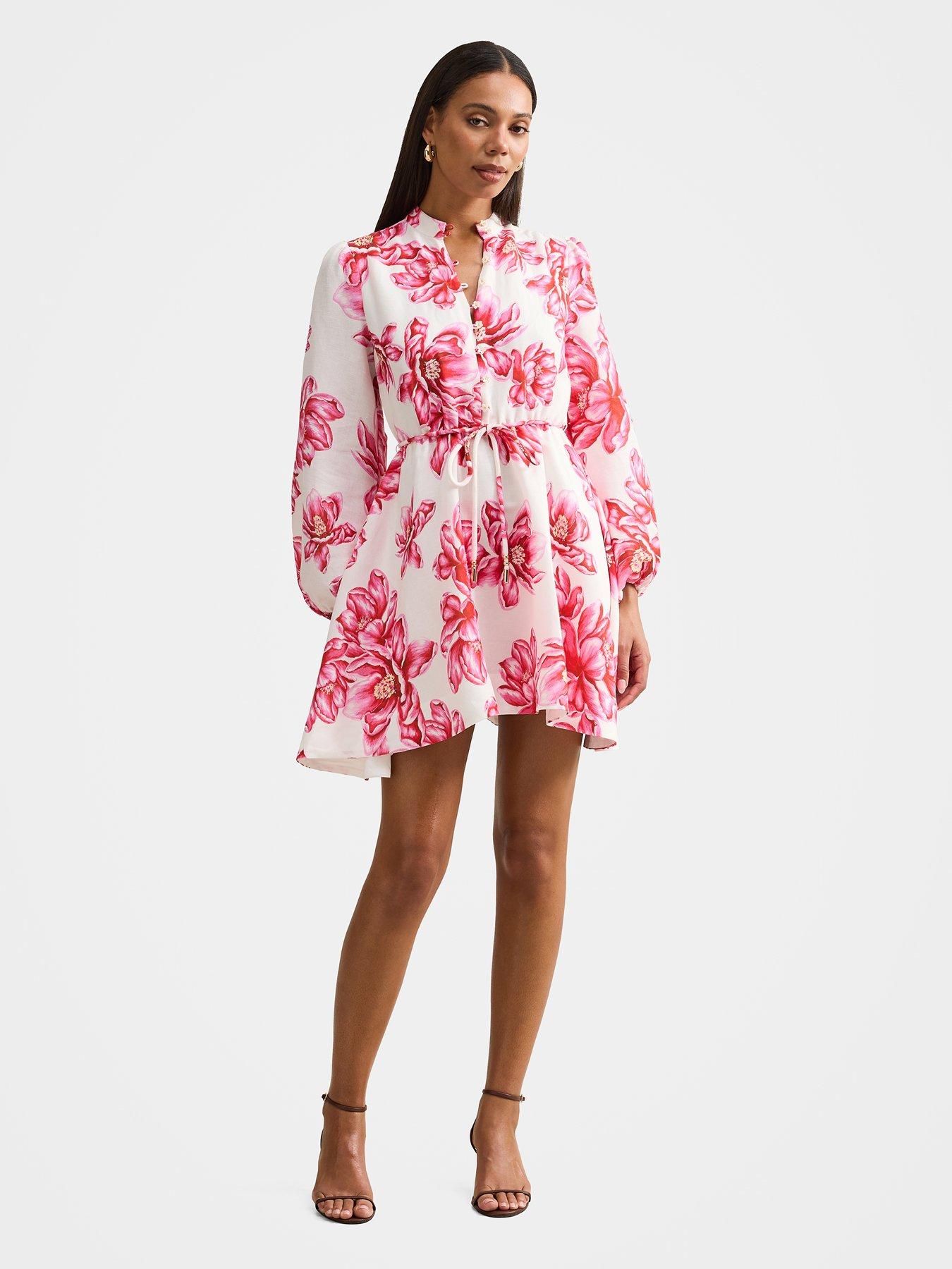 Image 3 of 4 of Forever New Annalise Fluted Mini Dress - Pink