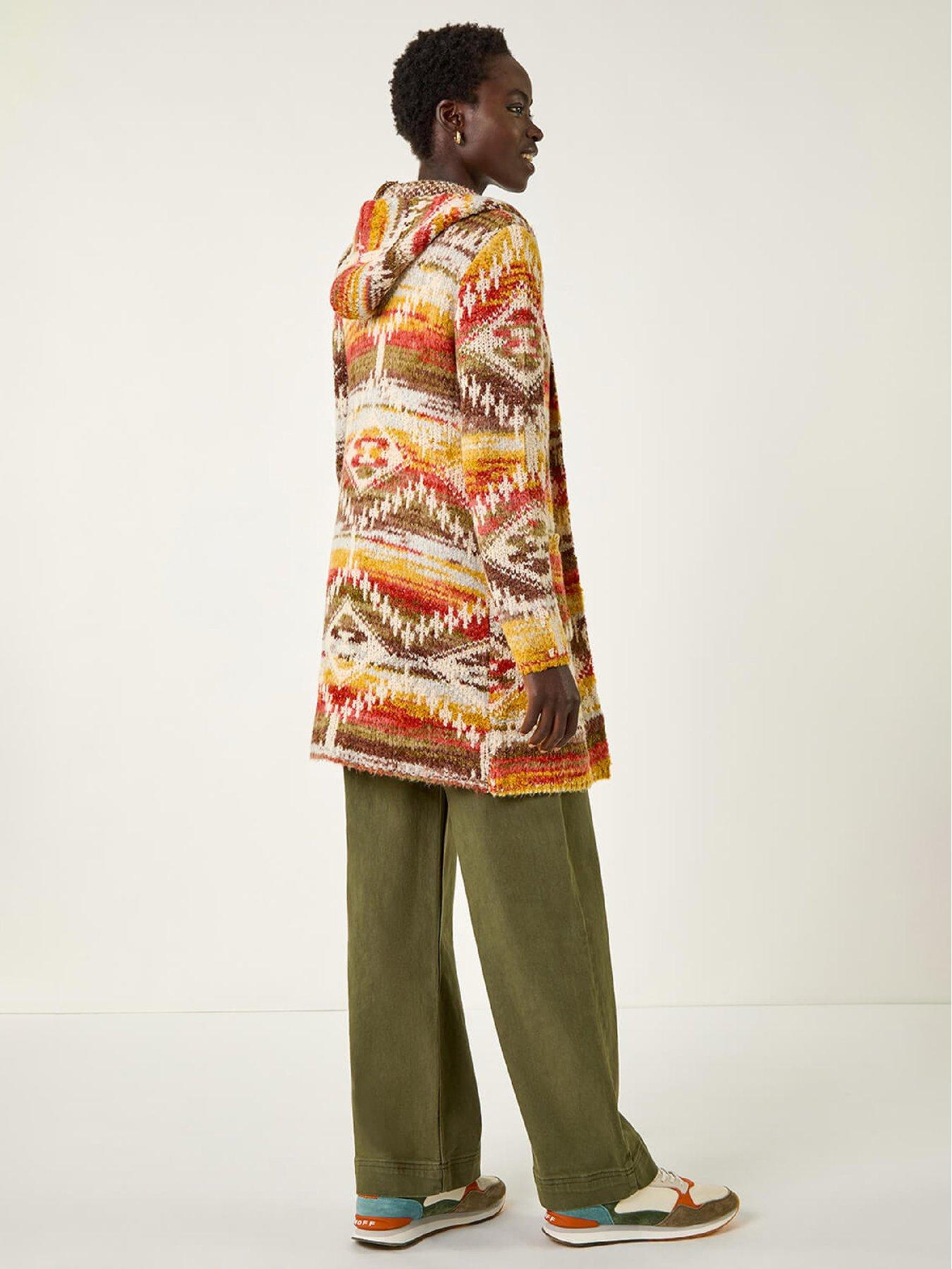 Image 2 of 5 of Roman Jacquard Knit Cardigan - Beige