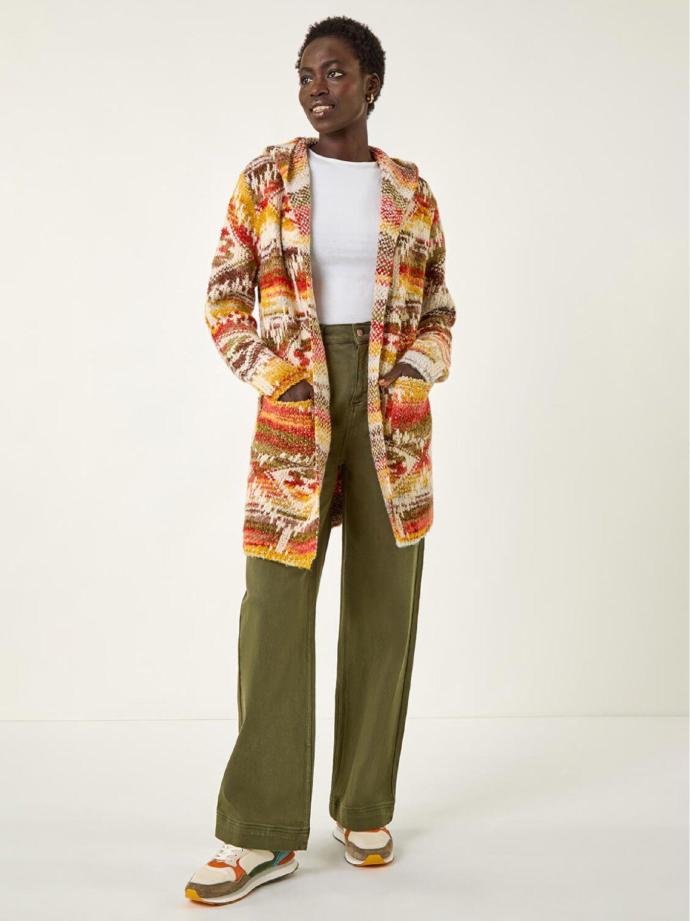 Image 3 of 5 of Roman Jacquard Knit Cardigan - Beige