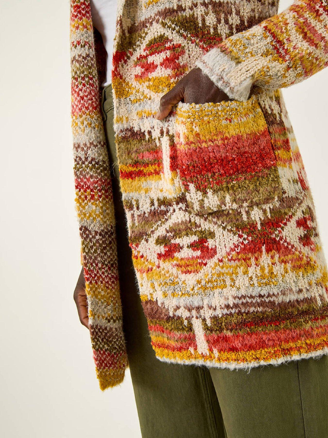 Image 5 of 5 of Roman Jacquard Knit Cardigan - Beige