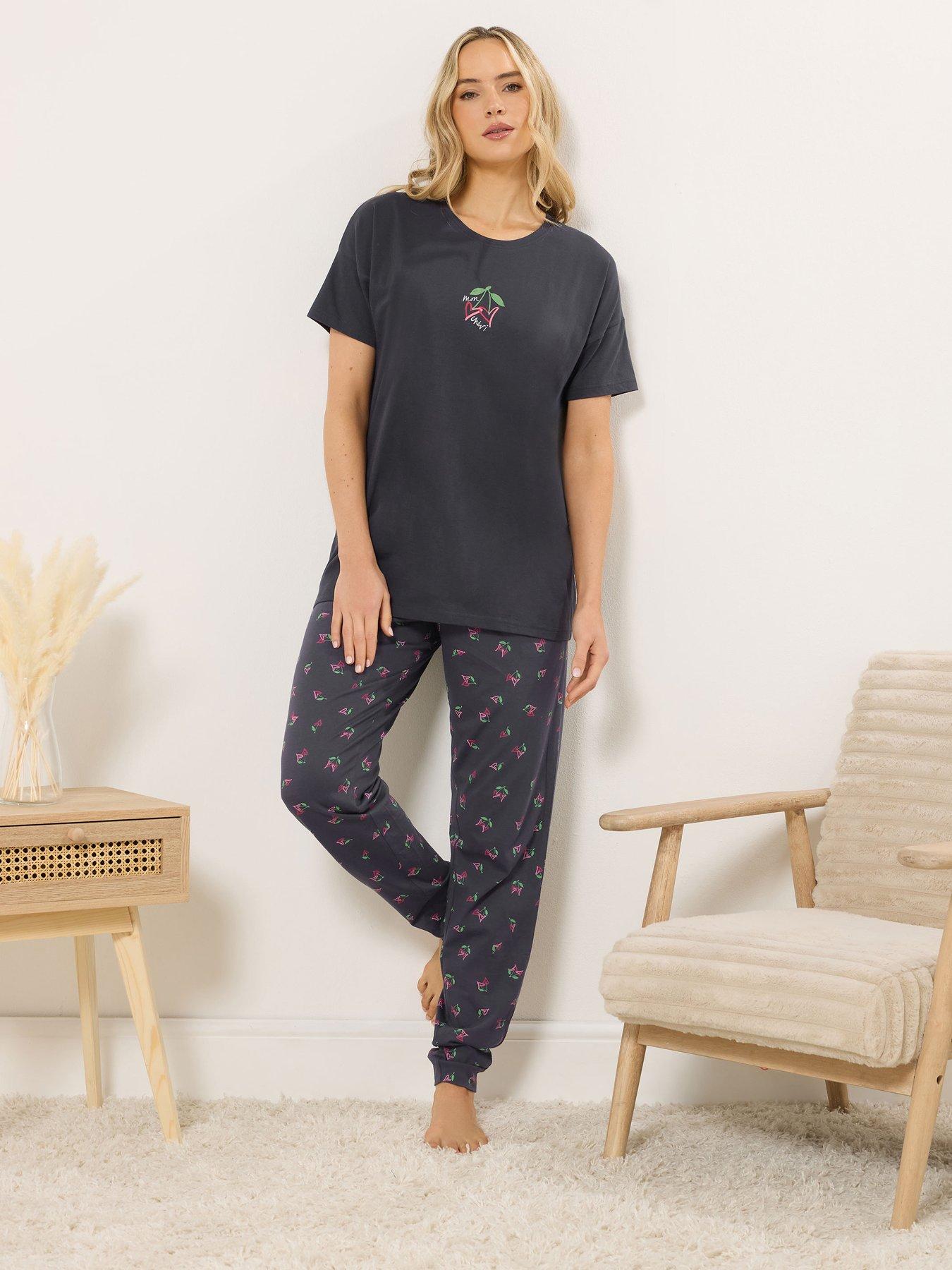 Long Tall Sally 'Mon Cheri' Short Sleeve Cuffed Leg Pyjama Set - Blue