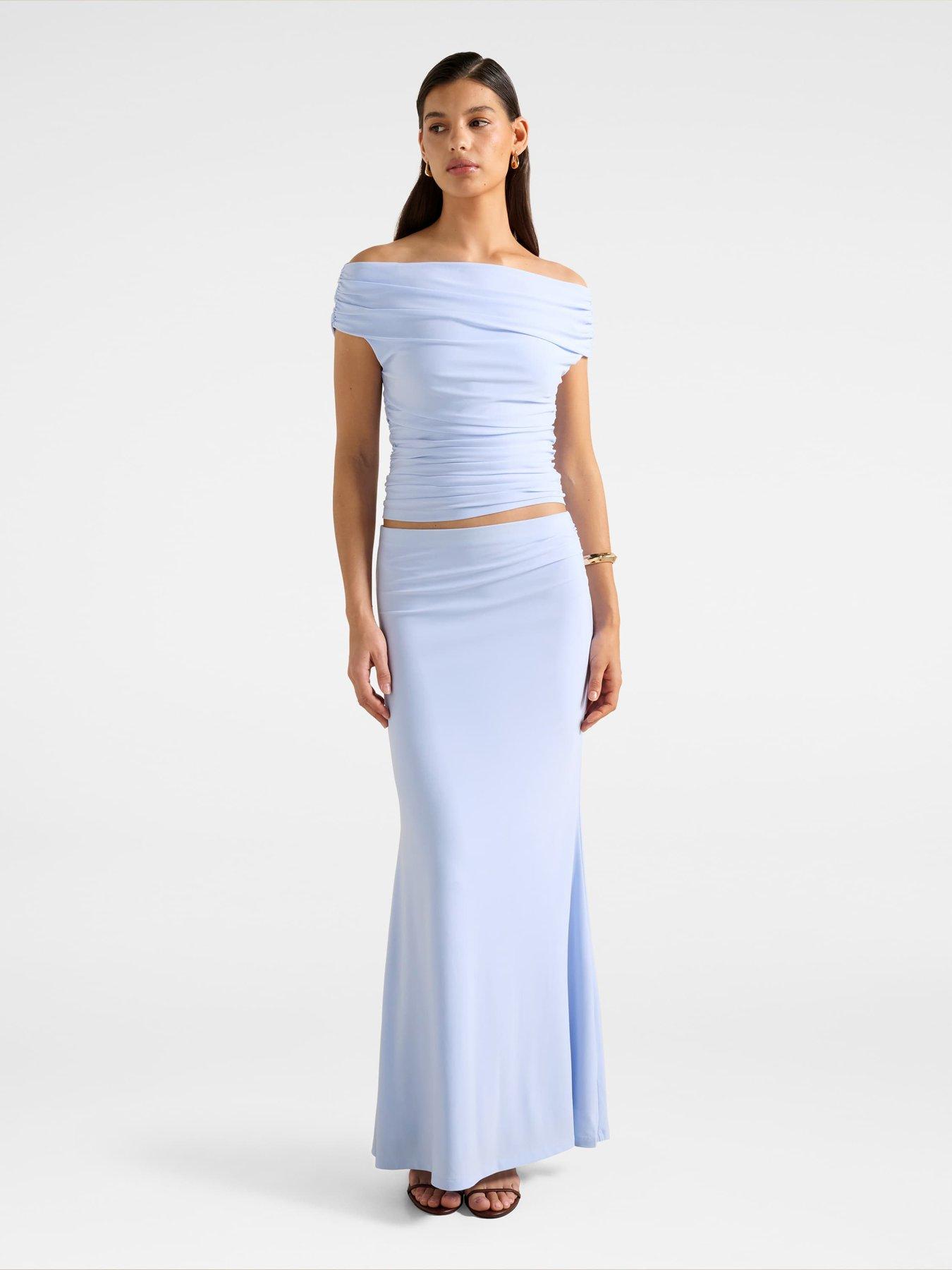 Image 3 of 5 of Forever New Mimi Flute Maxi Skirt - Blue