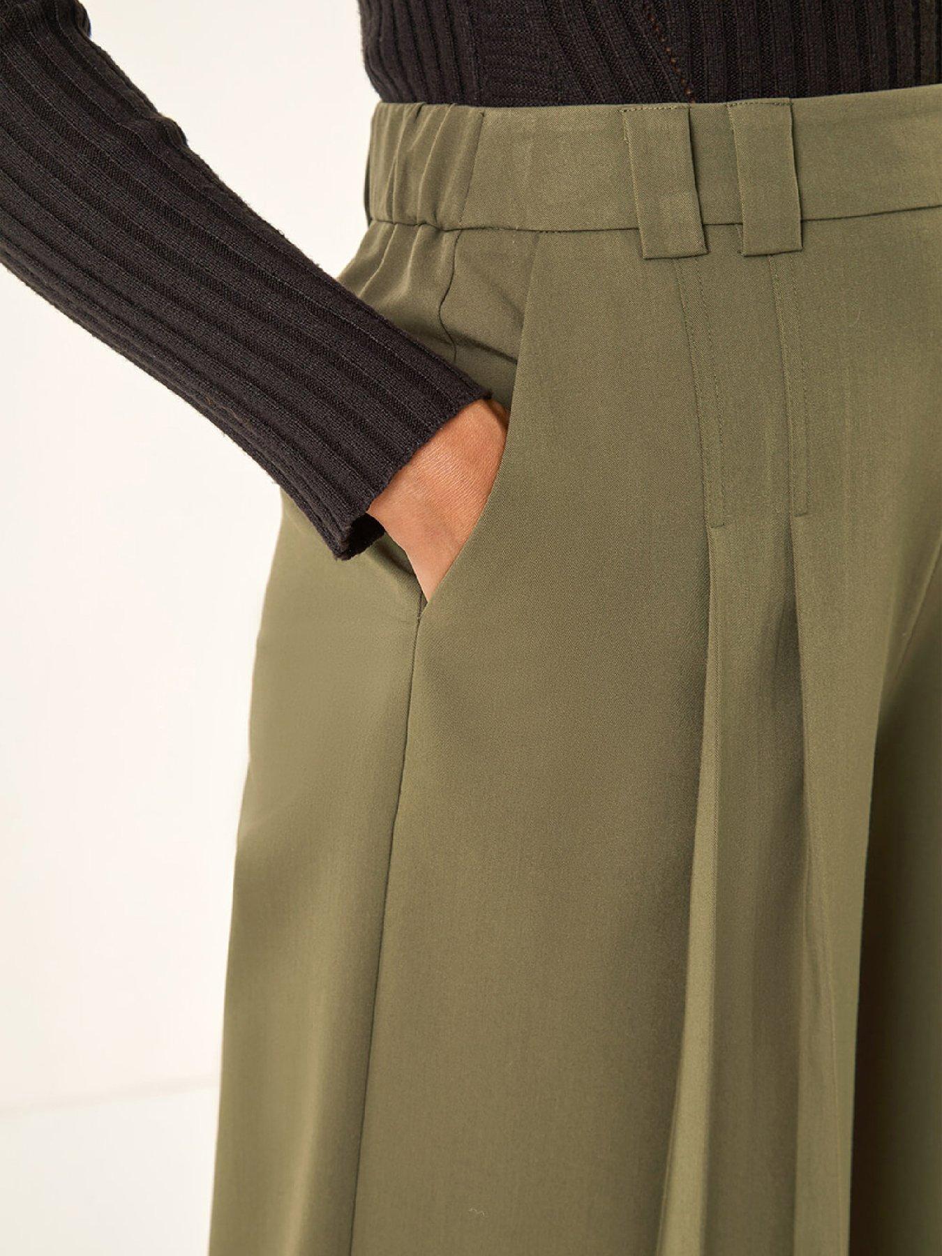 Image 5 of 5 of Roman Pleat Front Stretch Culottes - Olive
