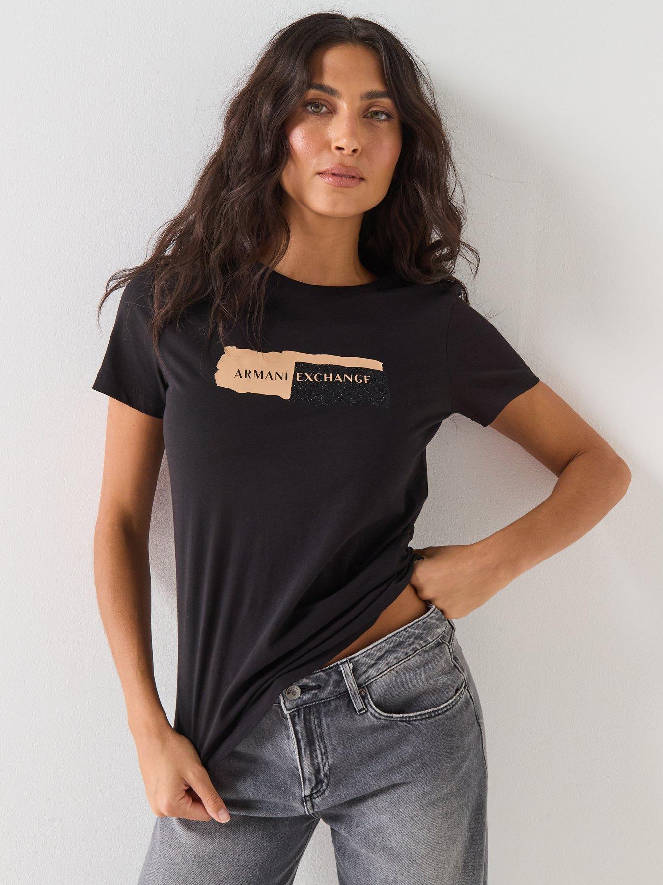  image of armani-exchange-logo-t-shirt-black