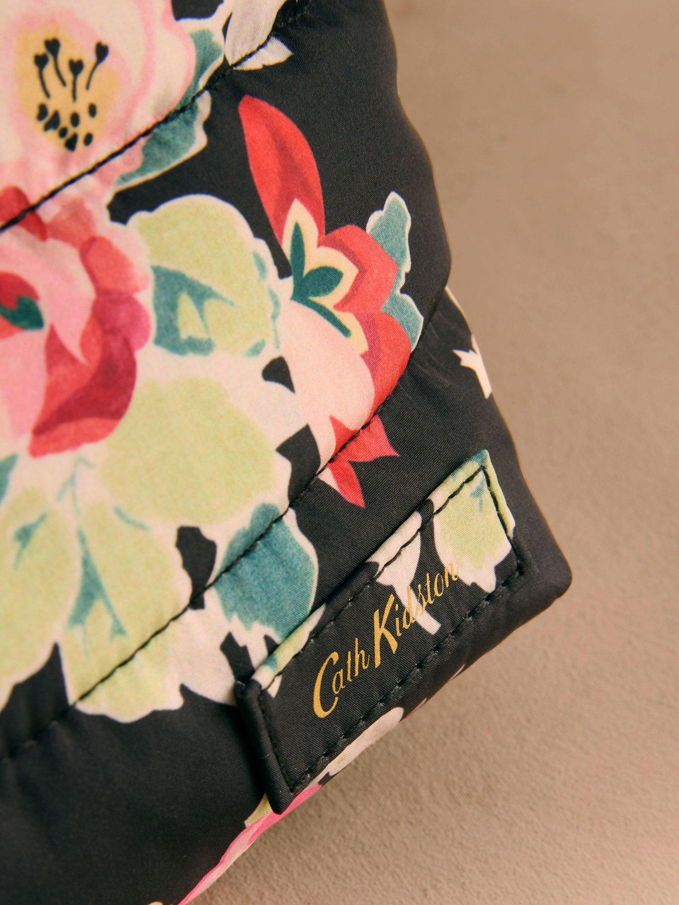  image of cath-kidston-bunches-print-padded-pouch-black